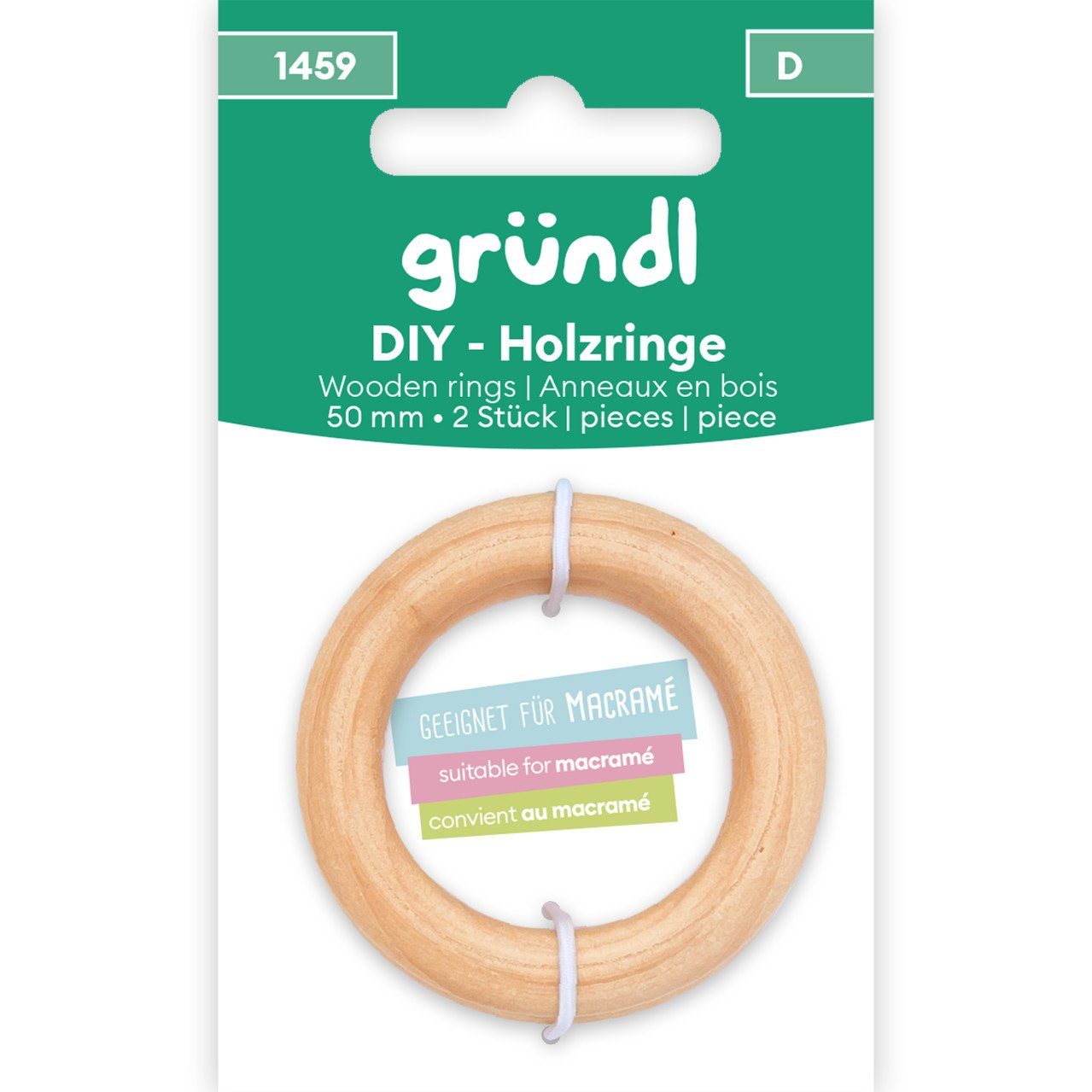 Gründl Bastelnaturmaterial Gründl DIY Holzringe 50 mm 2 Ringe