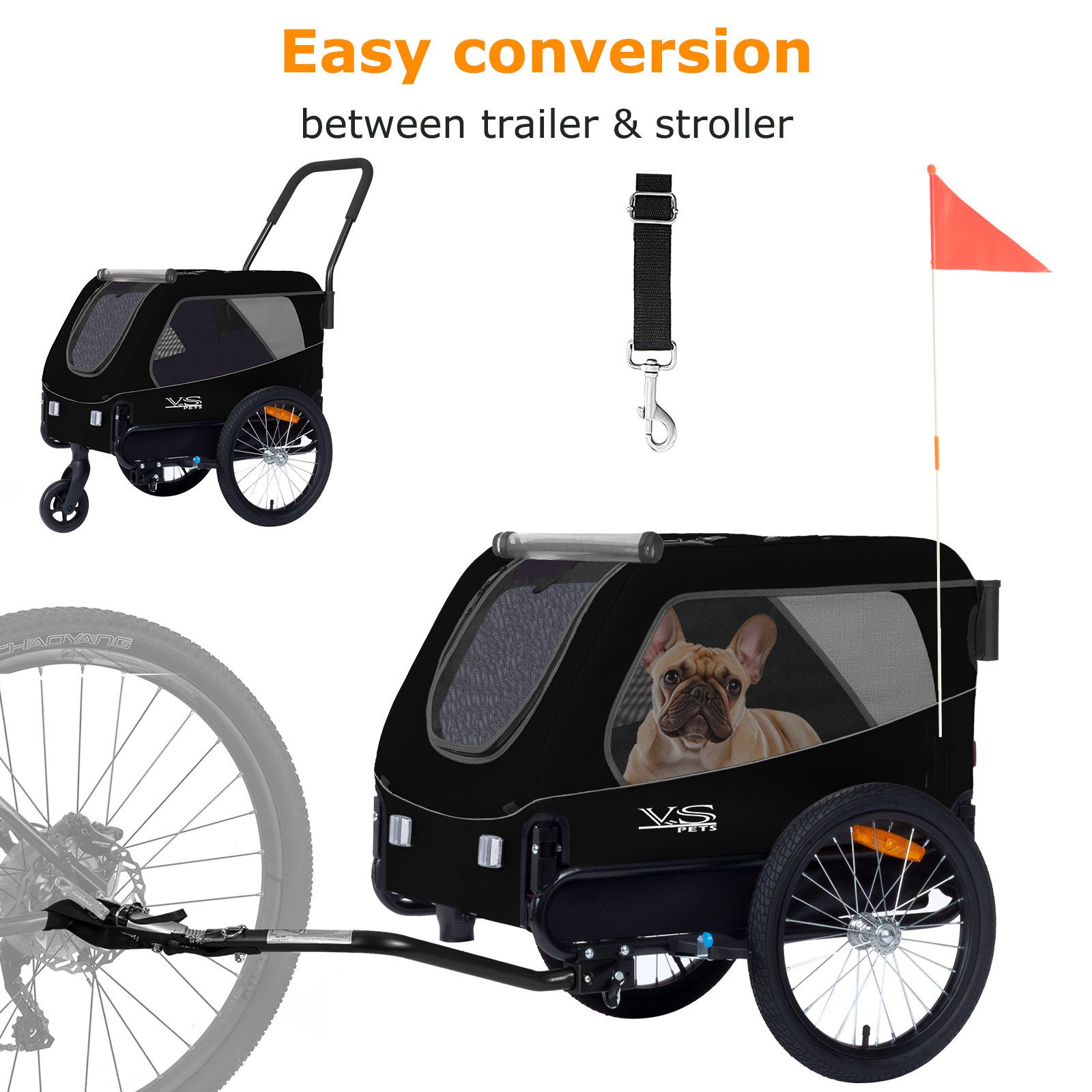 TIGGO Fahrradhundeanhänger Tiggo Medium Hundeanhänger & Buggy 2in1 Fahrradanhänger Hundebuggy