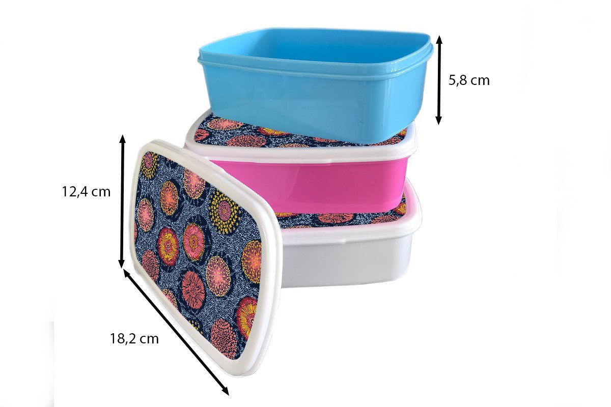 Vintage, - Brotdose, MuchoWow Kunststoff, und Kinder für - Erwachsene, Lunchbox (2-tlg), Jungs weiß für Muster und Blumen Mädchen Brotbox