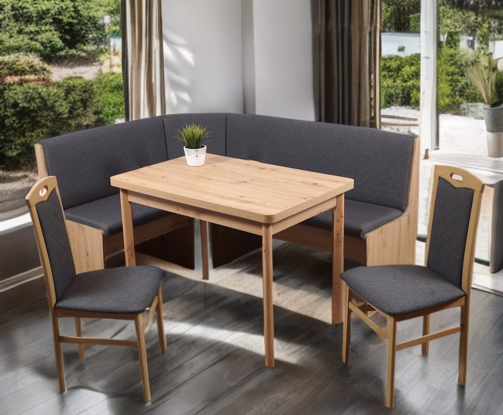 Stolebaenk Eckbankgruppe Bremen PENITI, (Eckbank Set, 1xEckbank, 1xTisch, 2x Stuhl), Bezug mit 48.000 Scheuertouren