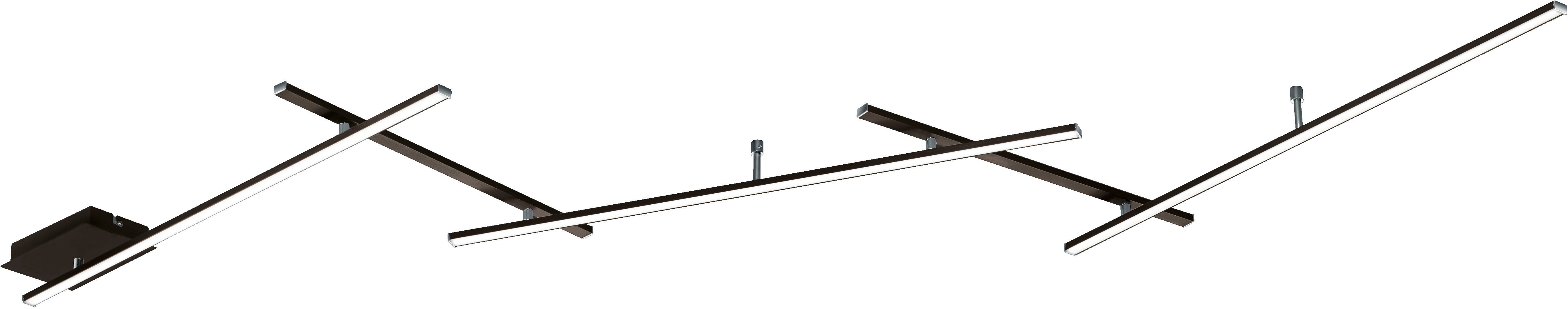 TRIO Leuchten LED Deckenleuchte INDIRA, dimmbare Deckenlampe mit 25W warmweißer LED 3000K, 3000 Lumen, Dimmfunktion, LED fest integriert, Warmweiß, Switch Dimmer, max. Breite 245cm LED Arme schwenkbar, indirektes Licht