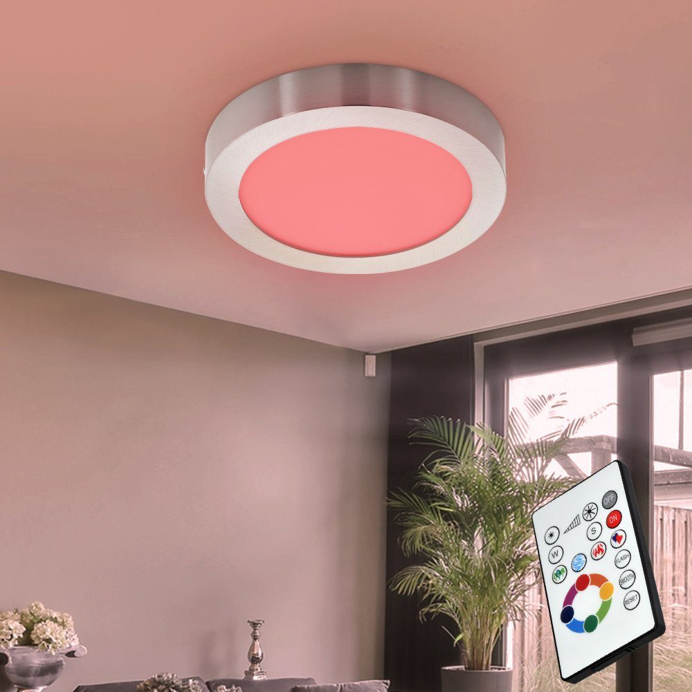 etc-shop LED Deckenleuchte, RGB LED Decken Aufbau Leuchte Fernbedienung Wohn Zimmer Strahler