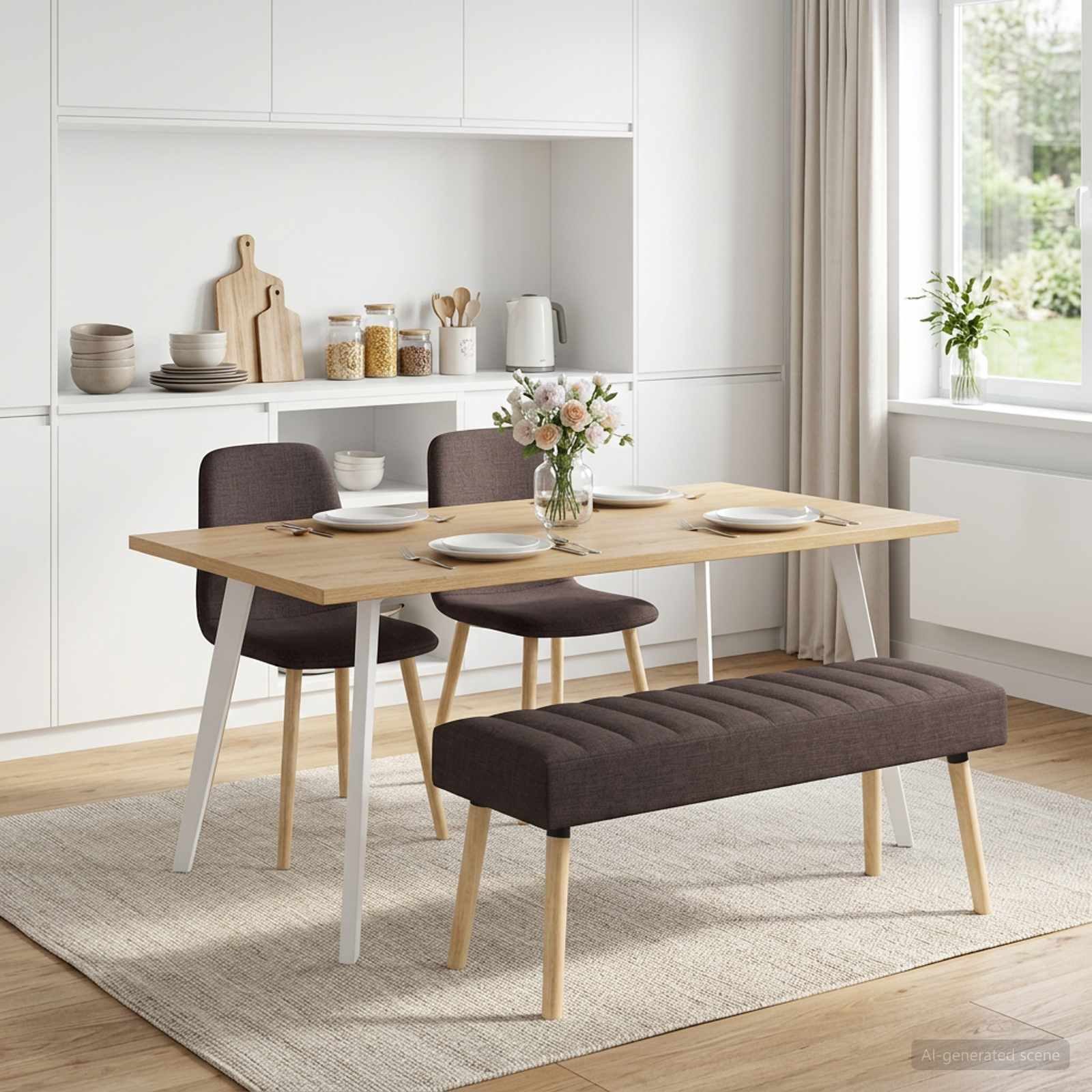 vidaXL Sitzbank Kanalgepolsterte Bank Dunkelbraun 110 x 40 x 46 cm Stoff (1-St)