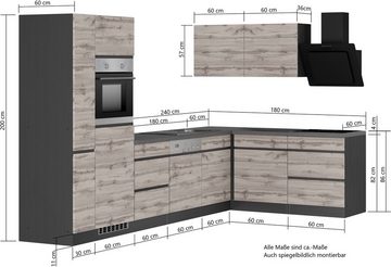 Kochstation Küche KS-Riesa, Stellbreite 330/180 cm, ohne E-Geräte