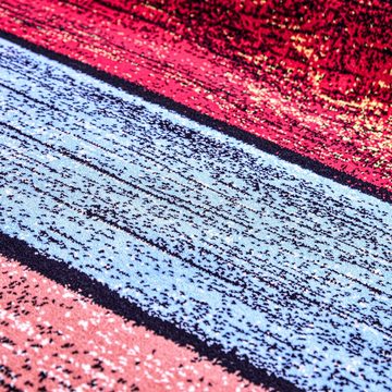 Teppich Aquarell, oKu-Tex, rechteckig, Wohnzimmerteppich, Designer Teppich, Wollteppich, Mehrfarbig, bunt, 100 % Schurwolle, leuchtende Farben, weich, Motive Kunst, circa 11 mm hoch, vintage, retro, Holzplanken, 133 x 190 cm