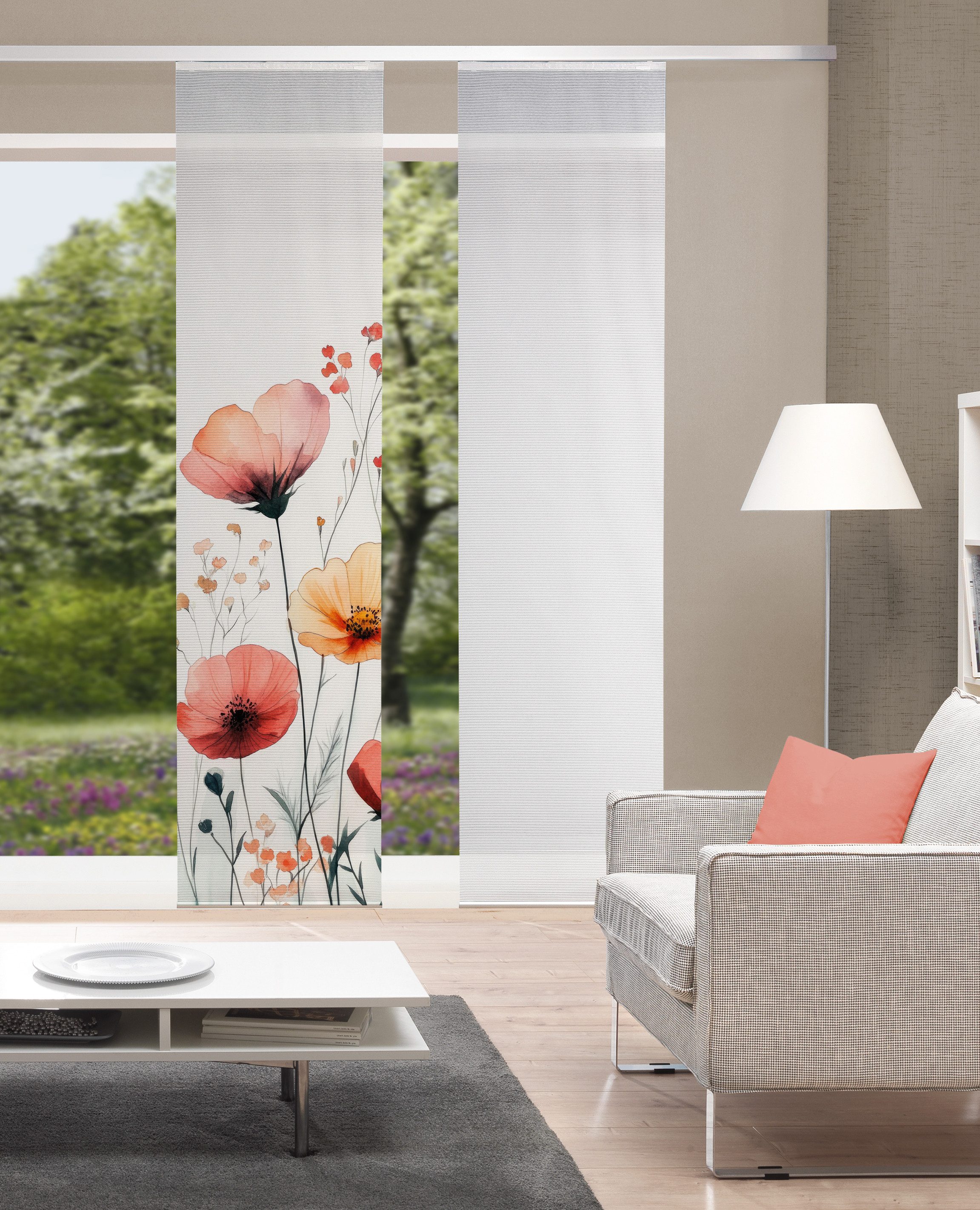 Vision S Schiebegardine PRARIE (1 St), Paneelwagen, halbtransparent, Polyester, digital bedruckt