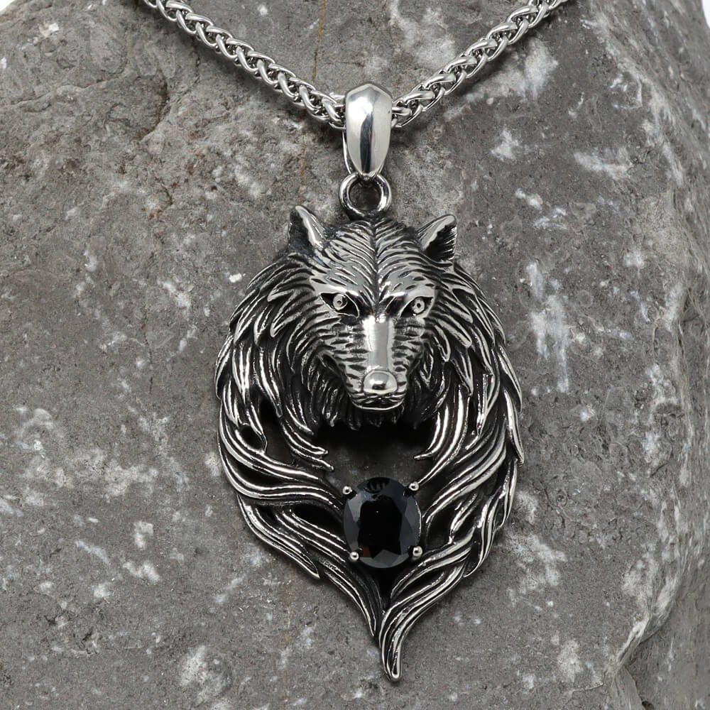 DALMARO Edelstahlkette Lederkette Edelstahl 316 WOLF günstig online kaufen
