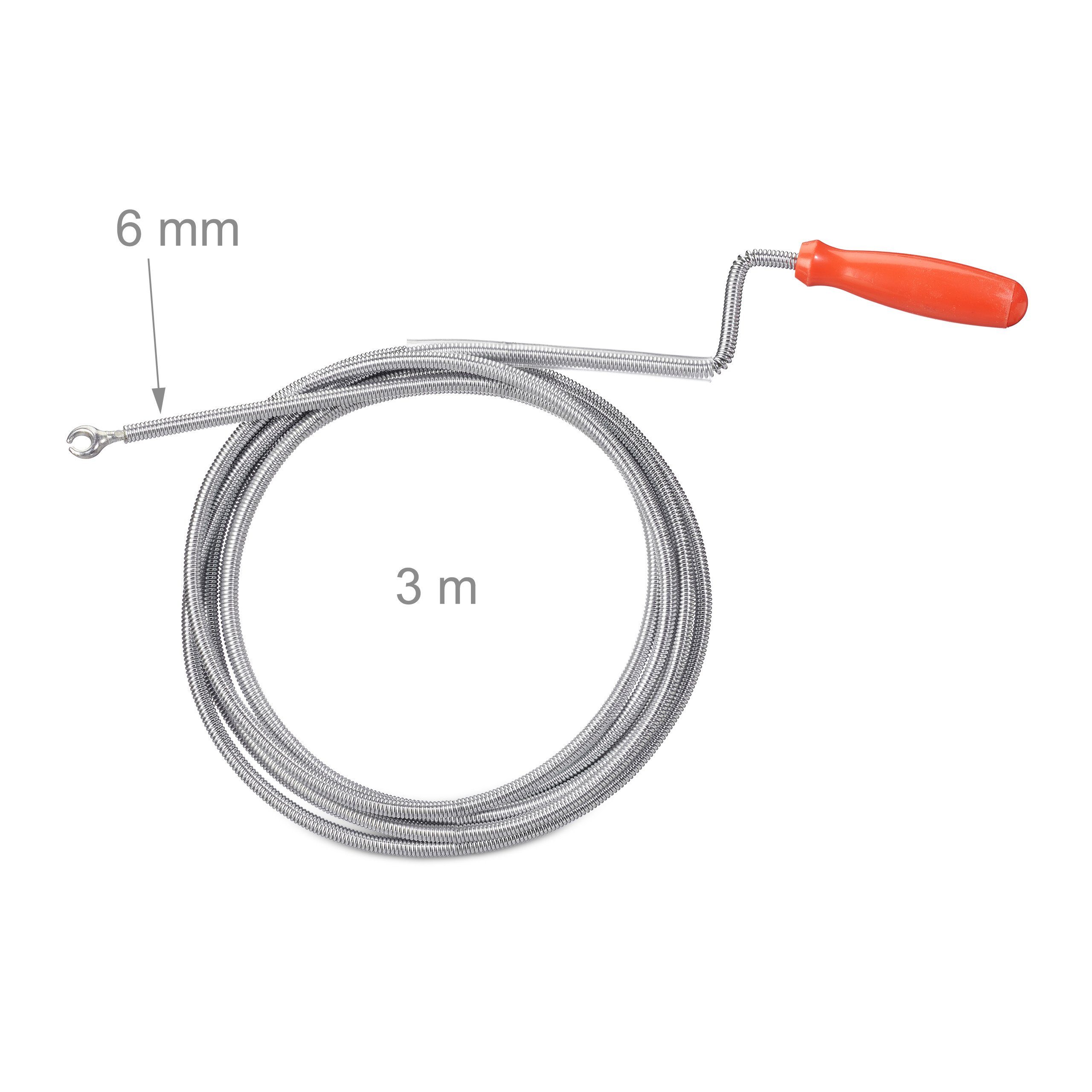 relaxdays Rohrreinigungsspirale mit Kralle, L: 300 cm, ∅ 0.6 mm, (1 tlg), M – Bild 4 von 5