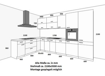 Küchen-Preisbombe Winkelküche VIGO 210x350 Küchenzeile Küchenblock Eckküche Matera Grau Lancelot