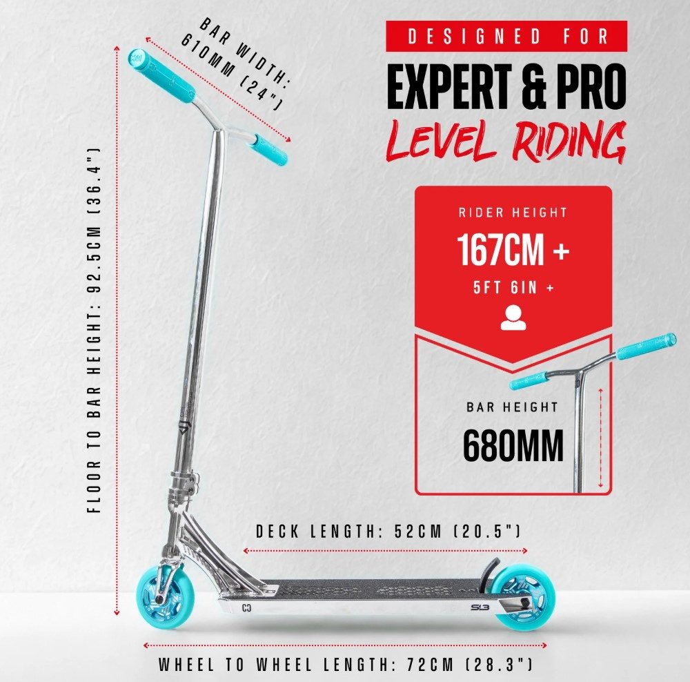 Core Action Sports Stuntscooter CORE SL3 Stunt-Scooter Park H=92,5cm Chrome/Teal – Bild 2 von 5