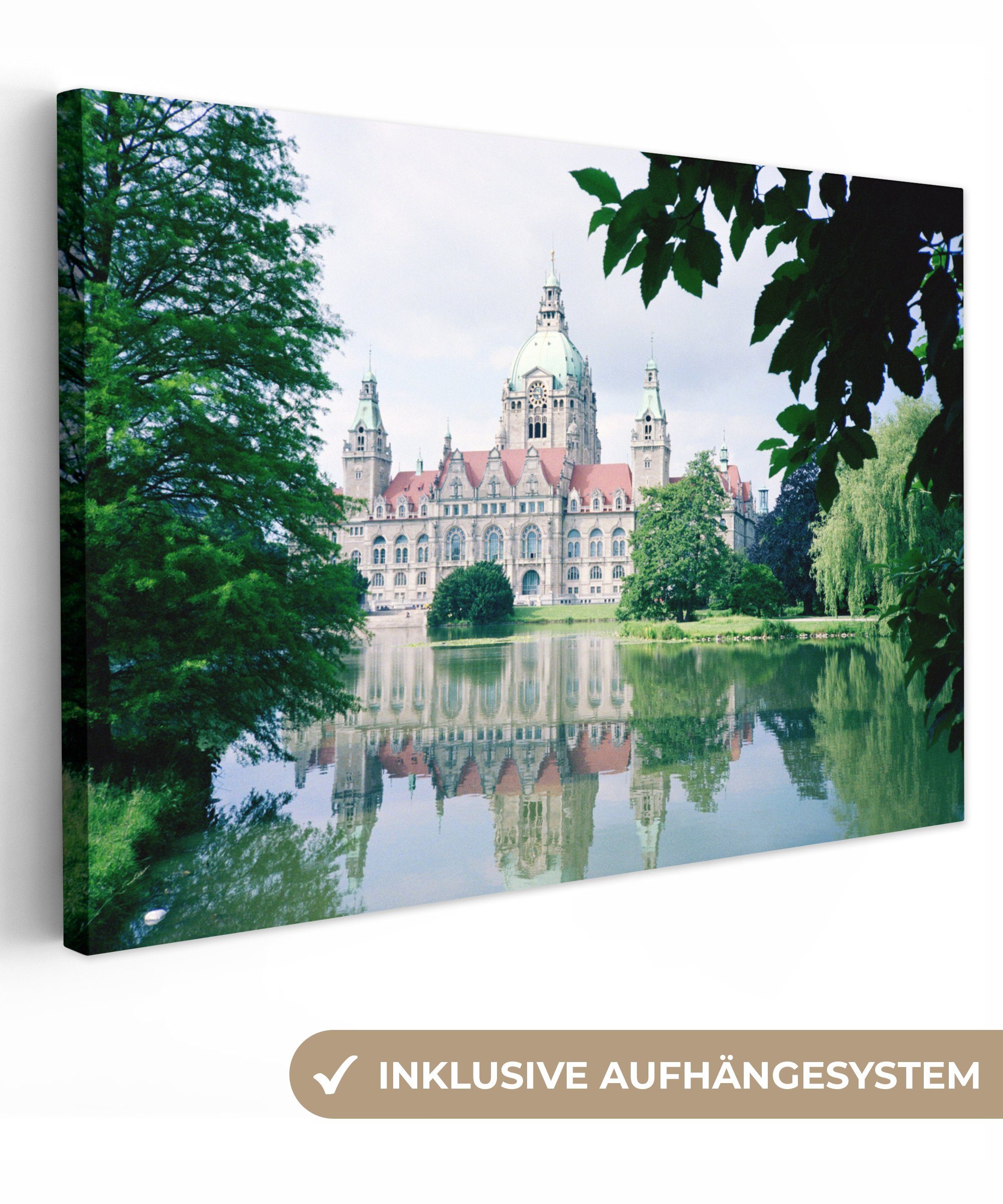 OneMillionCanvasses® Leinwandbild Rathaus in Hannover, (1 St), Wandbild Leinwandbilder, Aufhängefertig, Wanddeko, 30x20 cm
