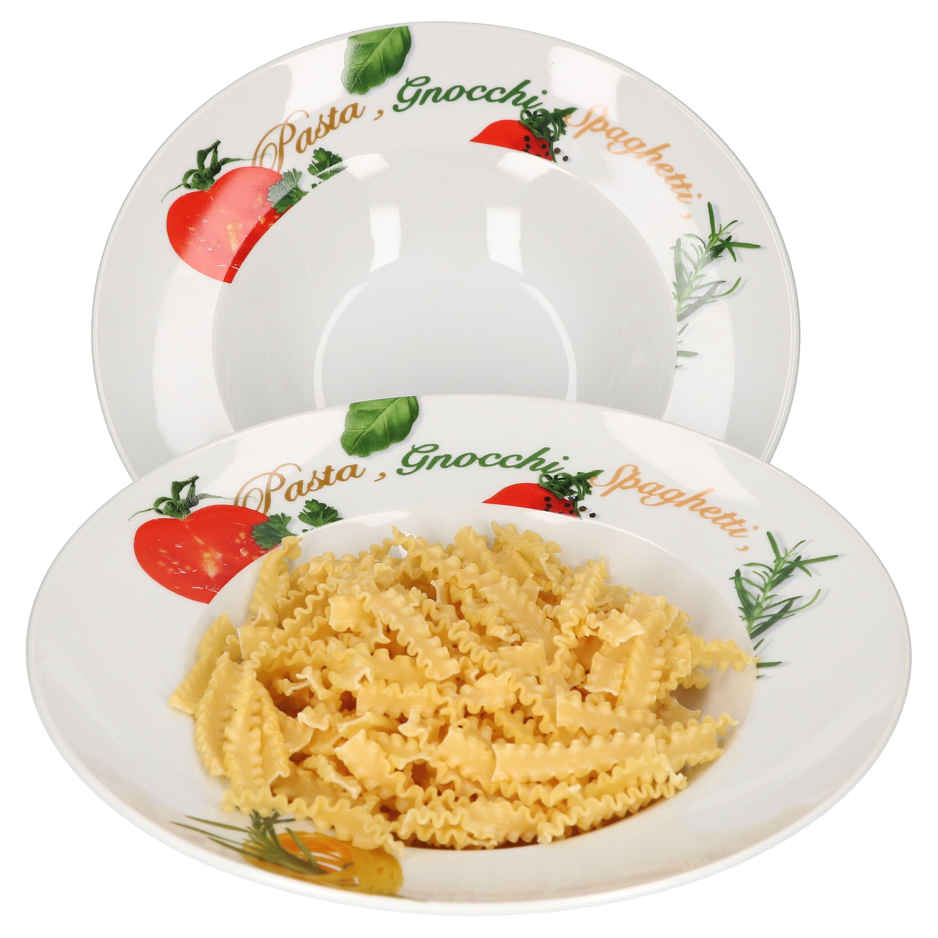 Gnocchi, 2er van weiß Milano Pasta, Well Spaghetti Pastateller Set 27cm Pizzateller