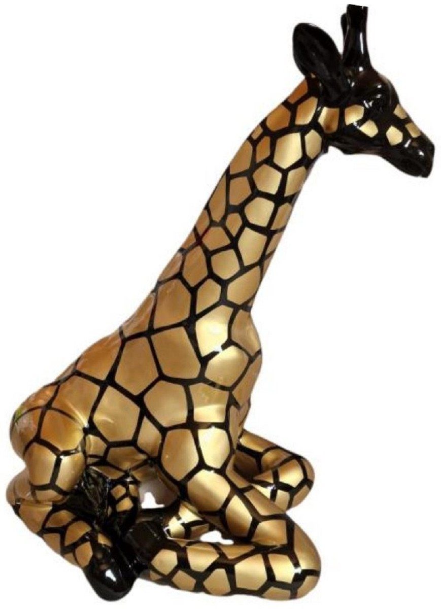Casa Padrino Skulptur Casa Padrino Luxus Deko Skulptur Giraffe Gold / Schwarz H. 80 cm - Große Deko Figur - XXL Deko Skulptur - XXL Deko Figur - XXL Tierfigur - Wohnzimmer Deko - Garten Deko - Luxus Deko XXL Figuren