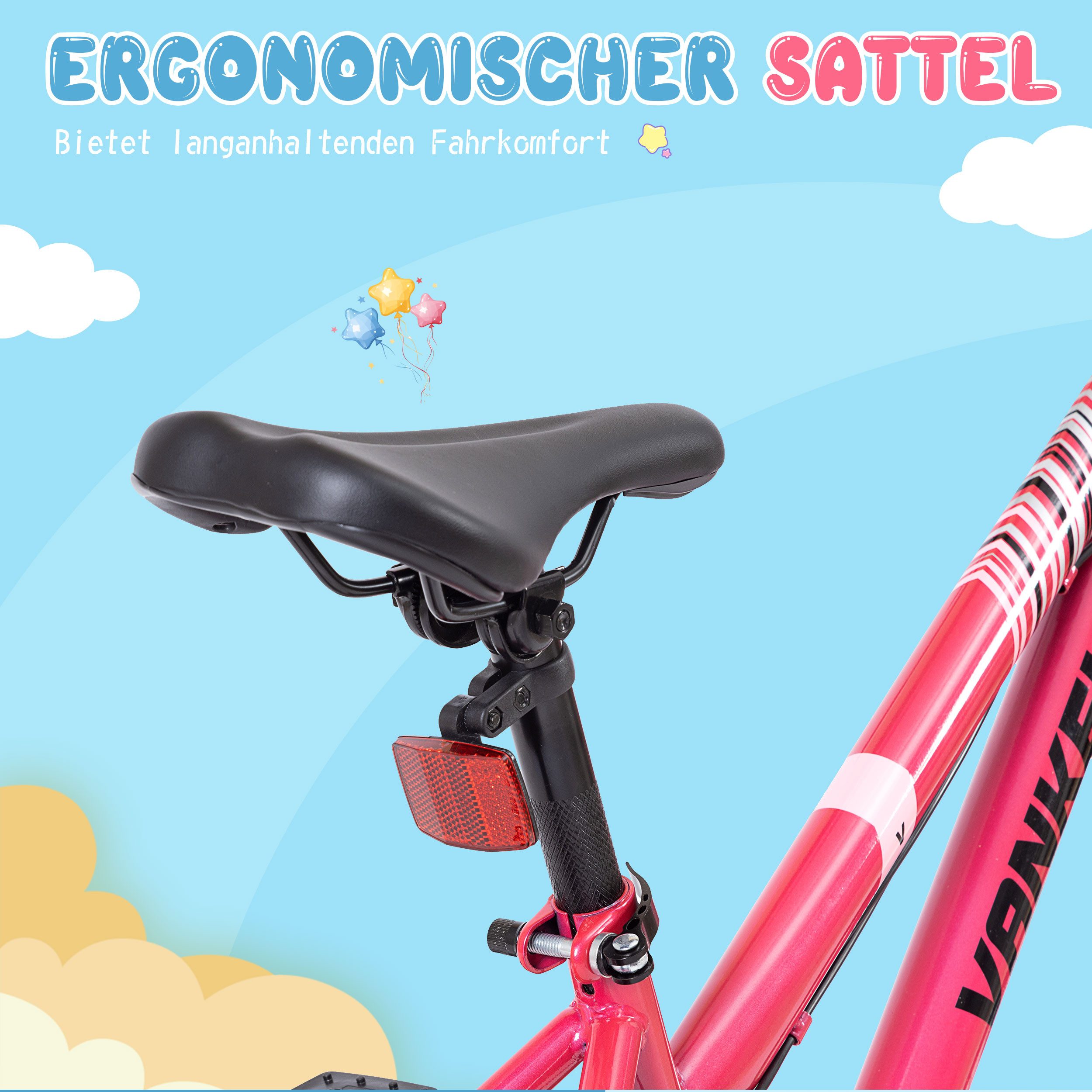 Vankel Mountainbike Vankel 20 Zoll Kinderfahrrad 6 Gang Schaltwerk für Jungen Mädchen, 6 Gang, 20 Zoll Mountainbike, für 6-9 Jahre, V-Bremse, Kettenschaltung