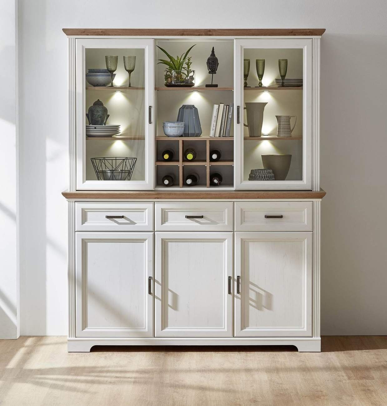 Buffet Geschirrschrank Innostyle weiß Pinie Nachbildung Küchenbuffet JASMIN