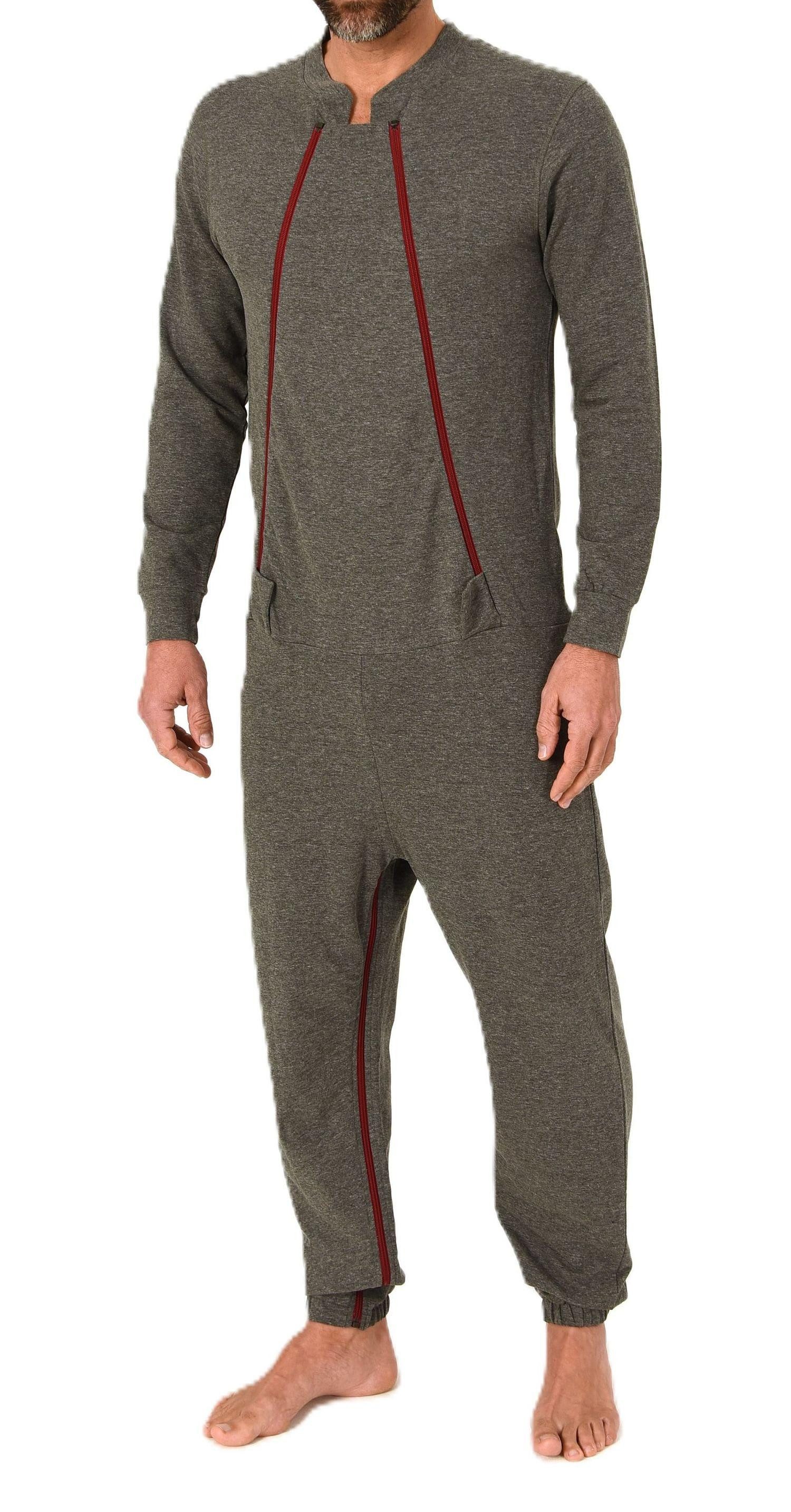Normann Care Pyjama Herren Pflegeoverall langarm mit Reissverschluss Vorne günstig online kaufen