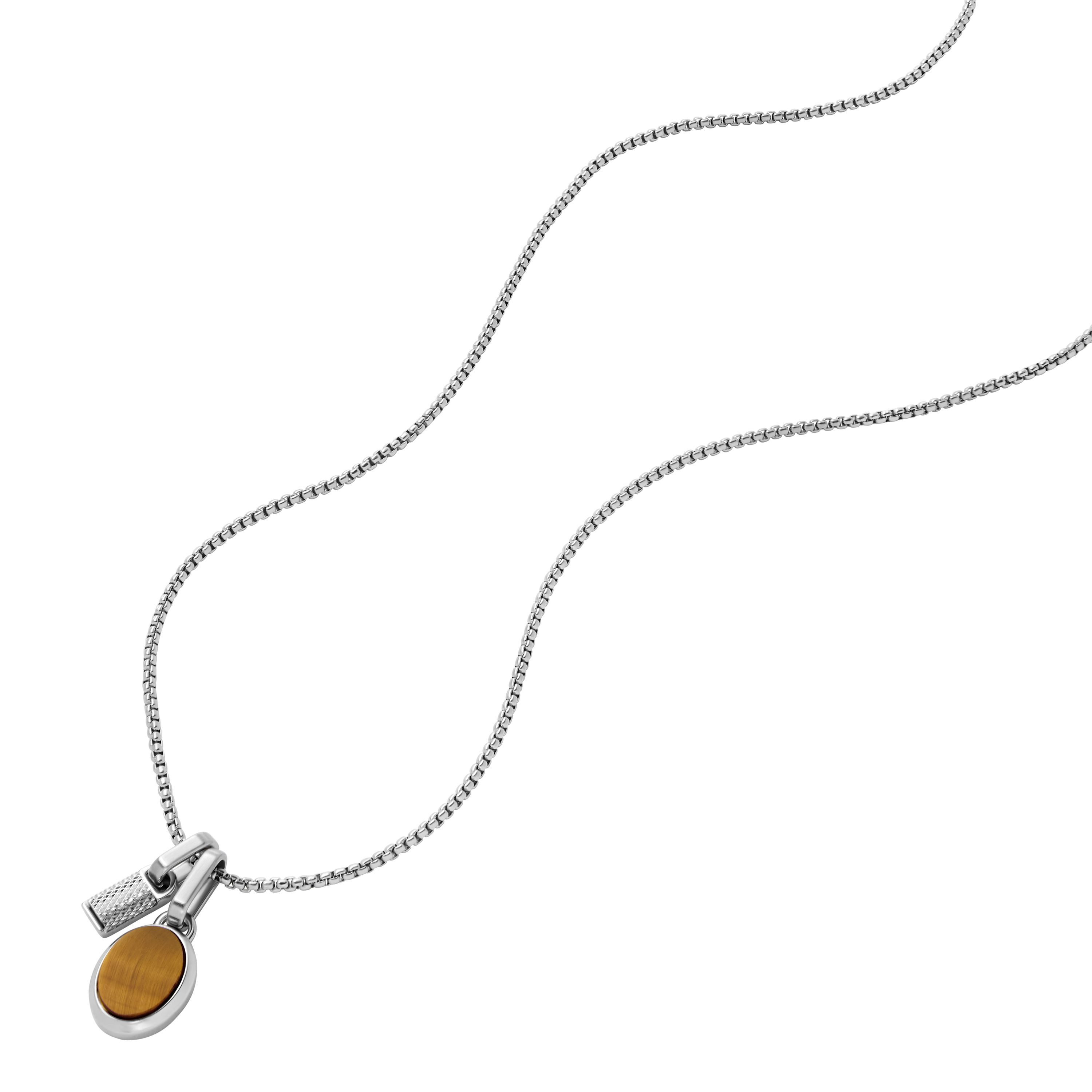 Fossil Kette mit Anhänger Schmuck Geschenk Edelstahl JEWELRY (Set, 3-tlg), mit Tigerauge