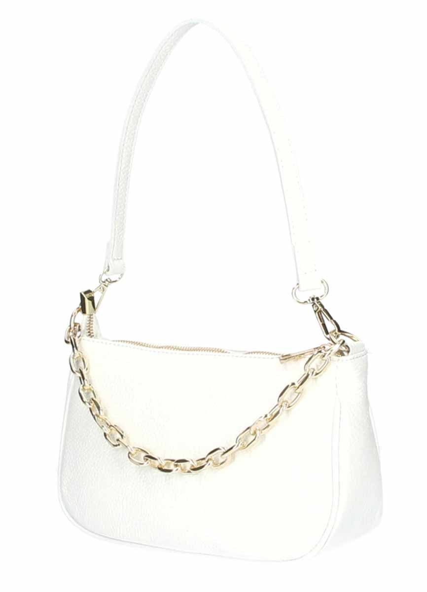 ITALYSHOP24 Schultertasche Made in Italy DAMEN LEDER TASCHE Pochette mit Kette CrossOver City Bag, Handtasche Umhängetasche Clutch Ledertasche Bodybag Schmucktasche