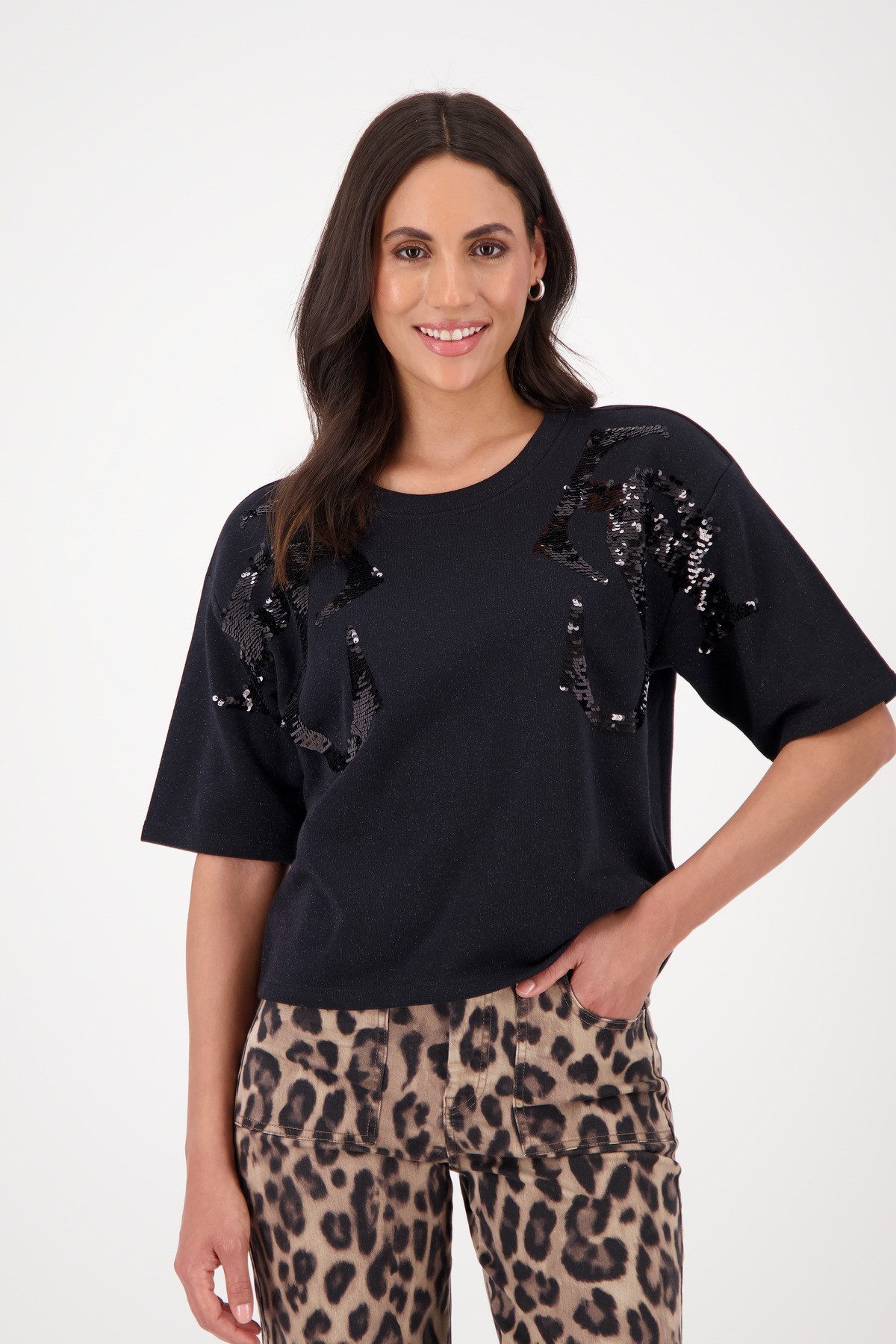 Monari Sweatshirt Sweatshirt Paillettenschmuck Mit Rundhalsausschnitt günstig online kaufen