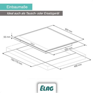 ELAG Induktions-Kochfeld EX-500, Made in Germany, 4 große Kochzonen, FusionTechnology, Facettenschliff