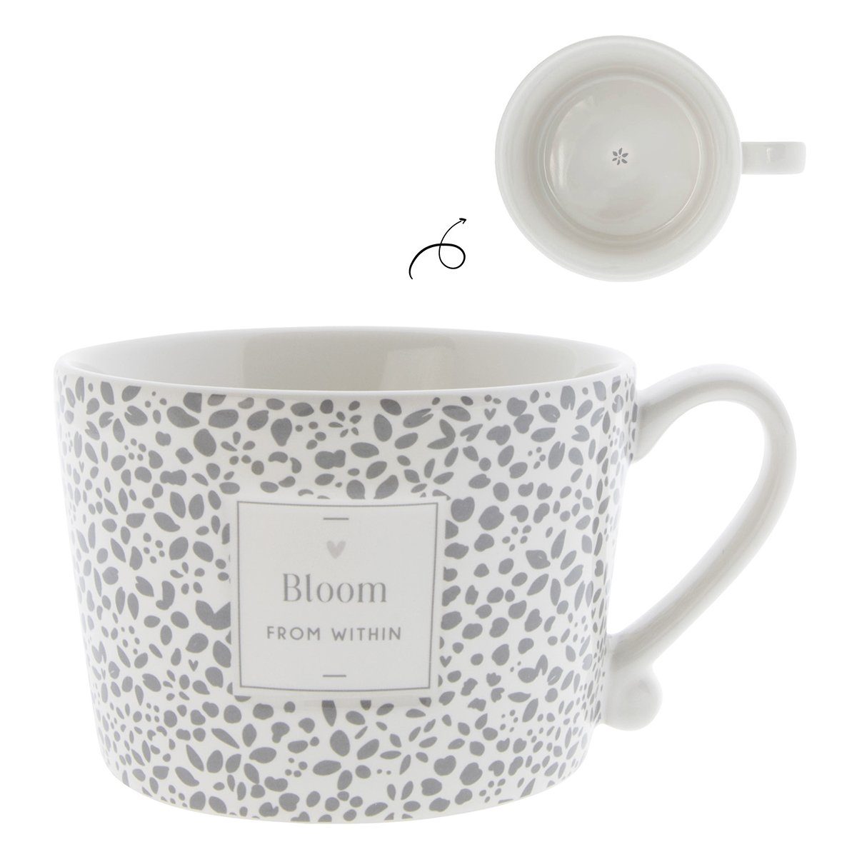Bastion Collections Tasse BC Tasse mit Henkel Bloom FROM WITHIN Keramik weiß grau, Keramik