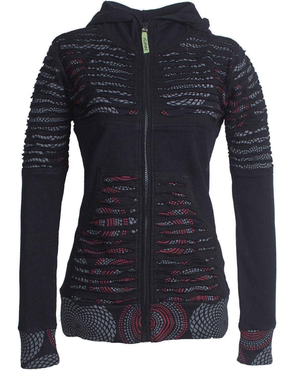 Vishes Kapuzensweatjacke Hoodie Kapuzenjacke mit Cutwork günstig online kaufen