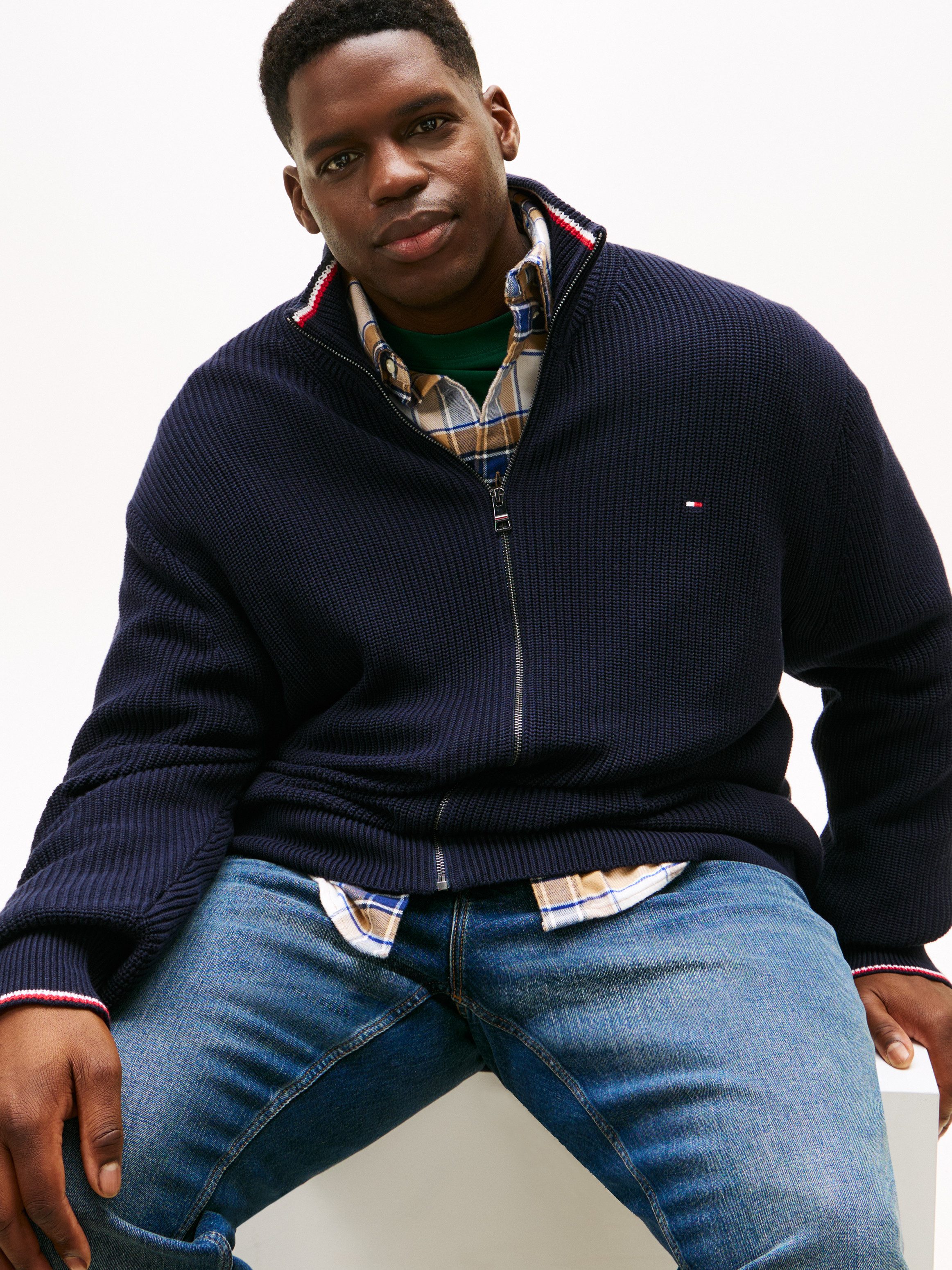 Tommy Hilfiger Big & Tall Strickjacke BT-RWB RIB ZIP THROUGHB Große Größen, günstig online kaufen