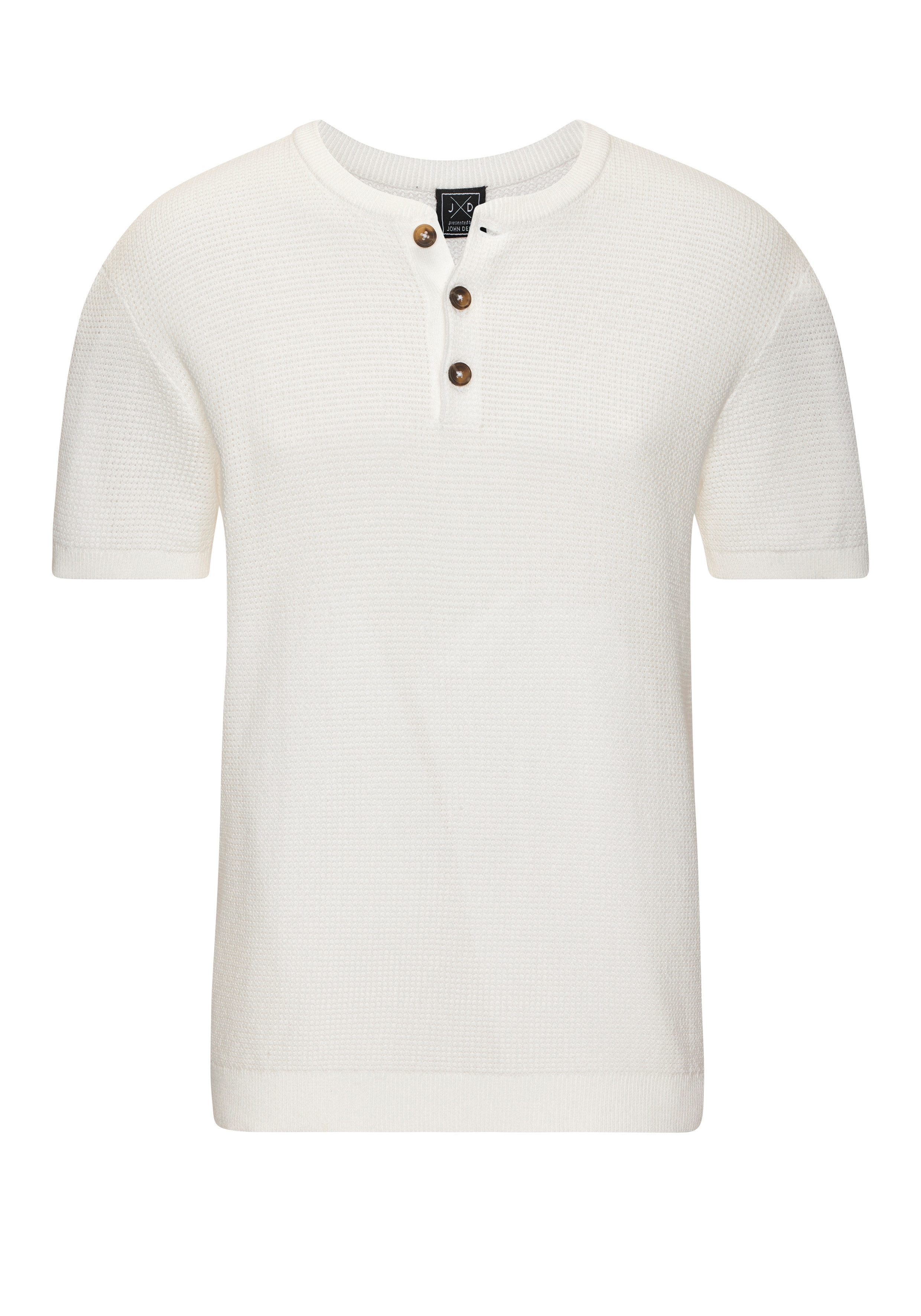 John Devin Henleyshirt - Strickshirt Rundhalsausschnitt mit kleiner Knopfleiste. € 24,99