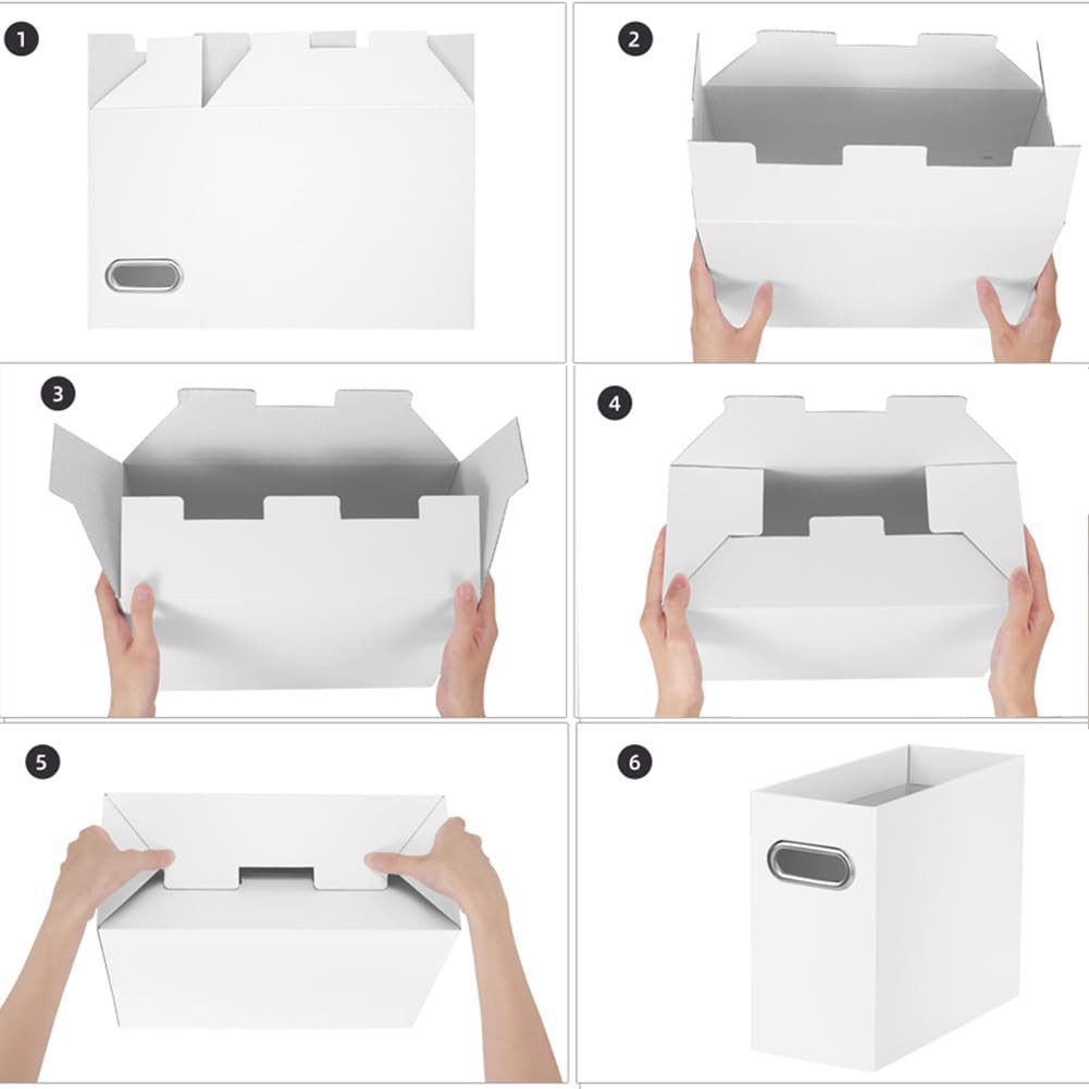 GarveeMore Archivcontainer Dokumentbox, Faltbare Wellpappe Faltbare Ordnerbox mit Griff