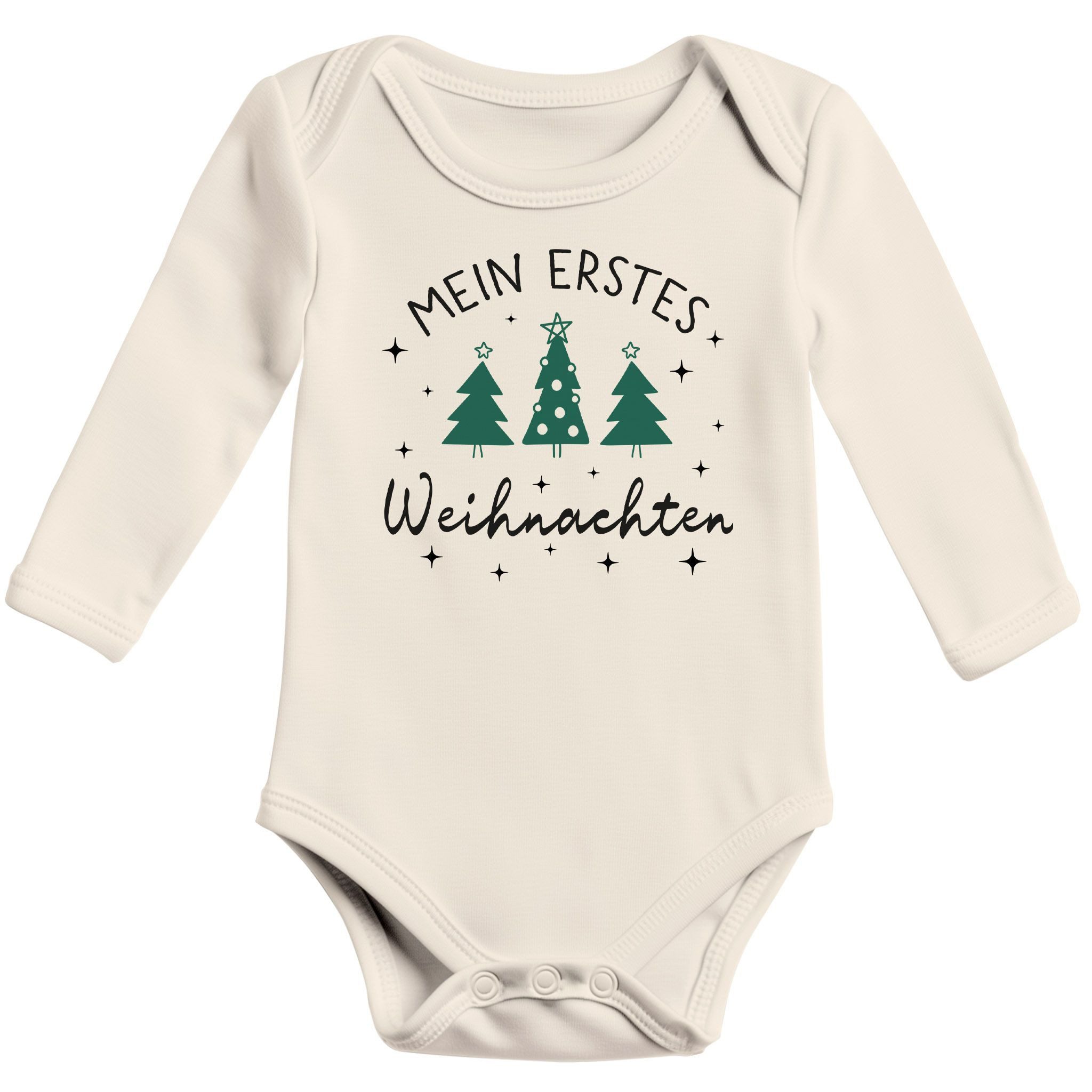 SpecialMe Body Baby Body langarm Erstes Weihnachten Spruch XMAS Tannenbäume Grafik