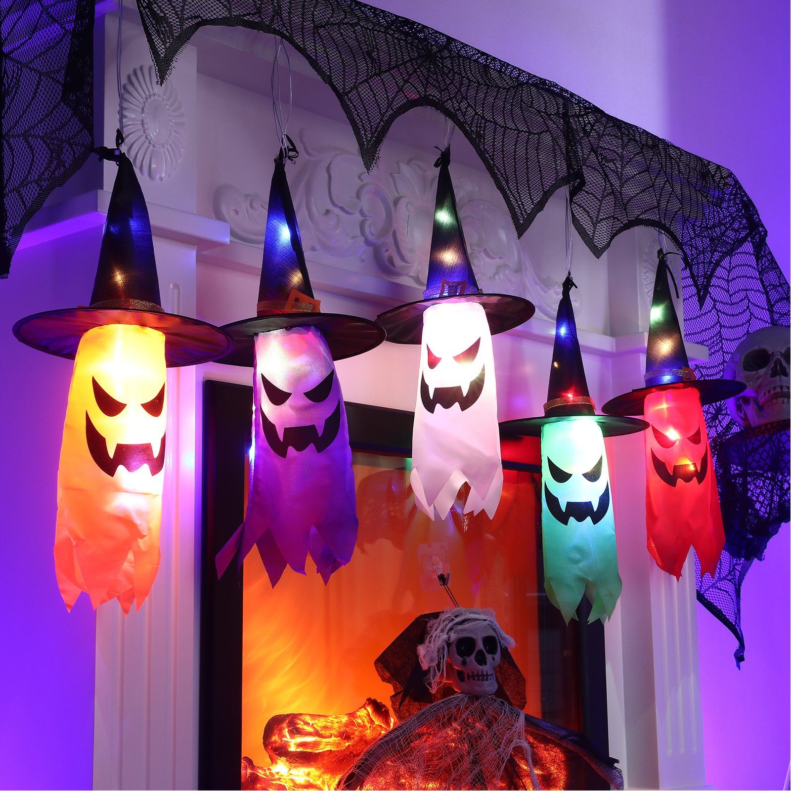 MUPOO Dekoobjekt Halloween LED Lichterkette, Halloween Deko Horro Outdoor  Für Party Garten 5Stück (1 St)