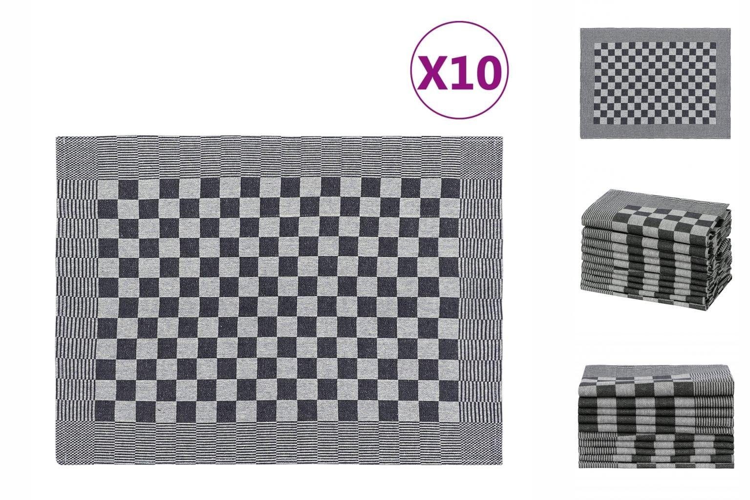 Weiß cm vidaXL Baumwolle Schwarz Stk und 10 50x70 Handtuch Geschirrtücher