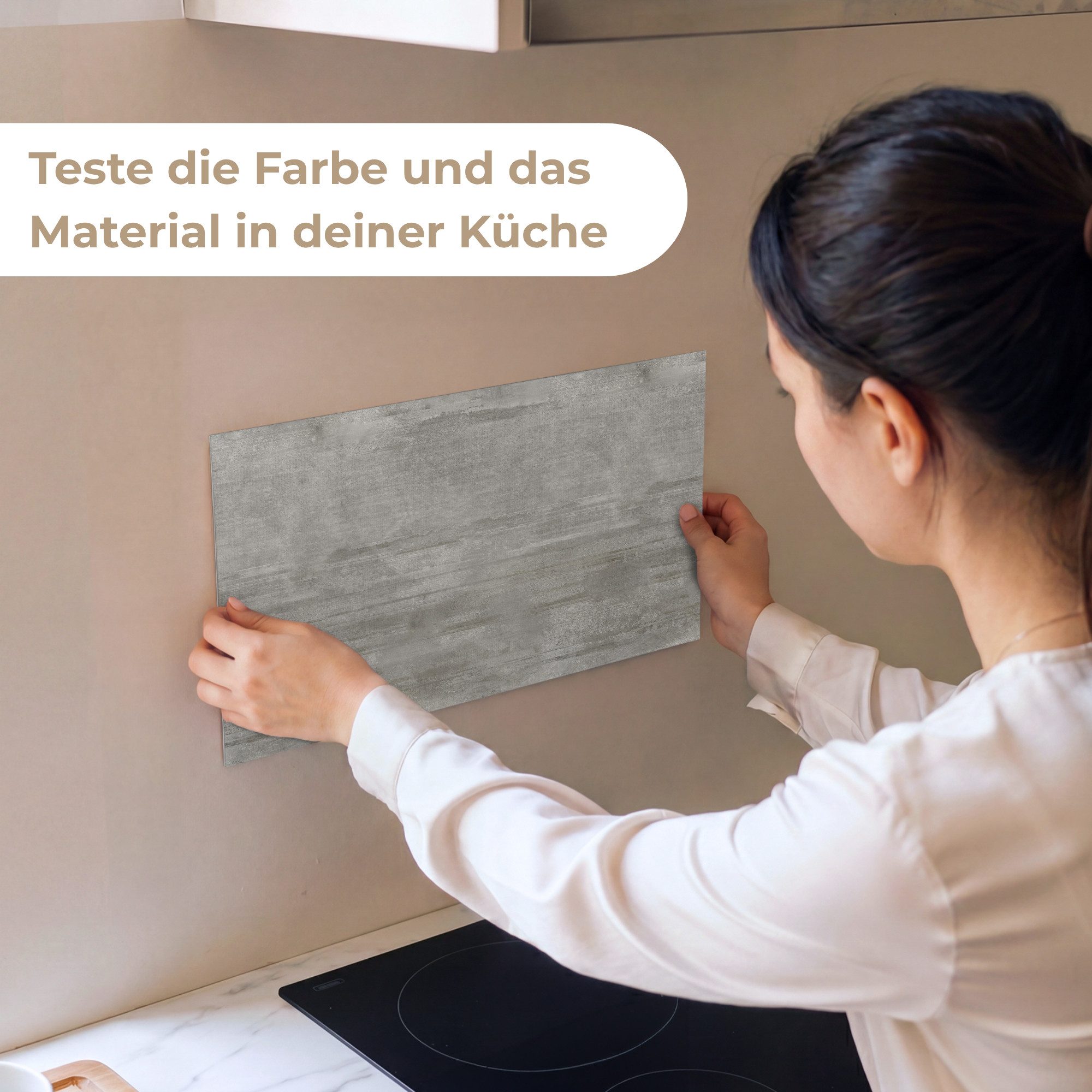 KitchenYeah Küchenrückwand Muster selbstklebend (keine Folie) Muster - Beton - Grau, (1-tlg), Spritzschutz, Küche, Rückwand, Küchenwand, Küchenfront, 30x20 cm