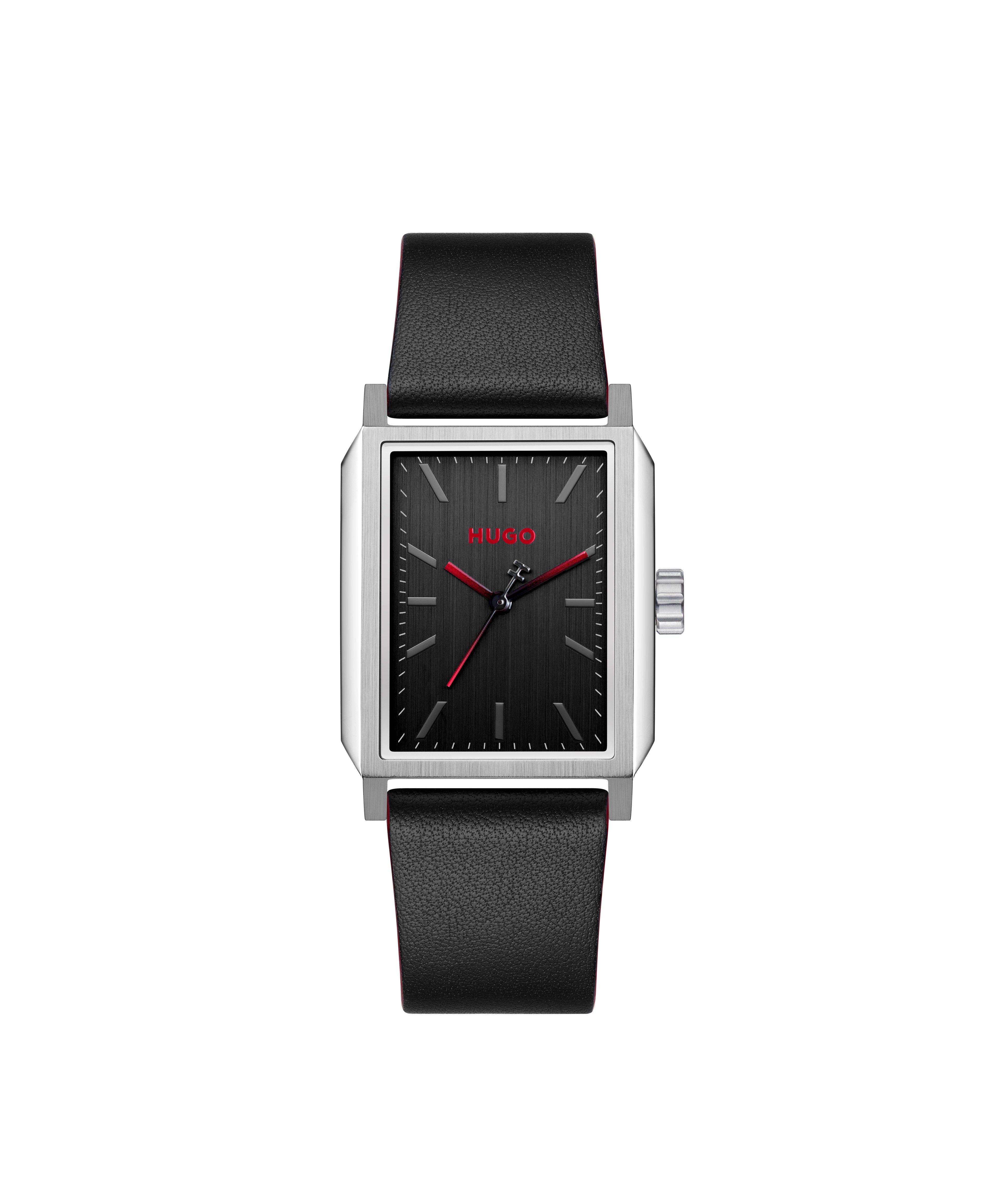 HUGO Quarzuhr #STEEZE 1530480, Armbanduhr, Damenuhr, Herrenuhr, Lederarmband, analog