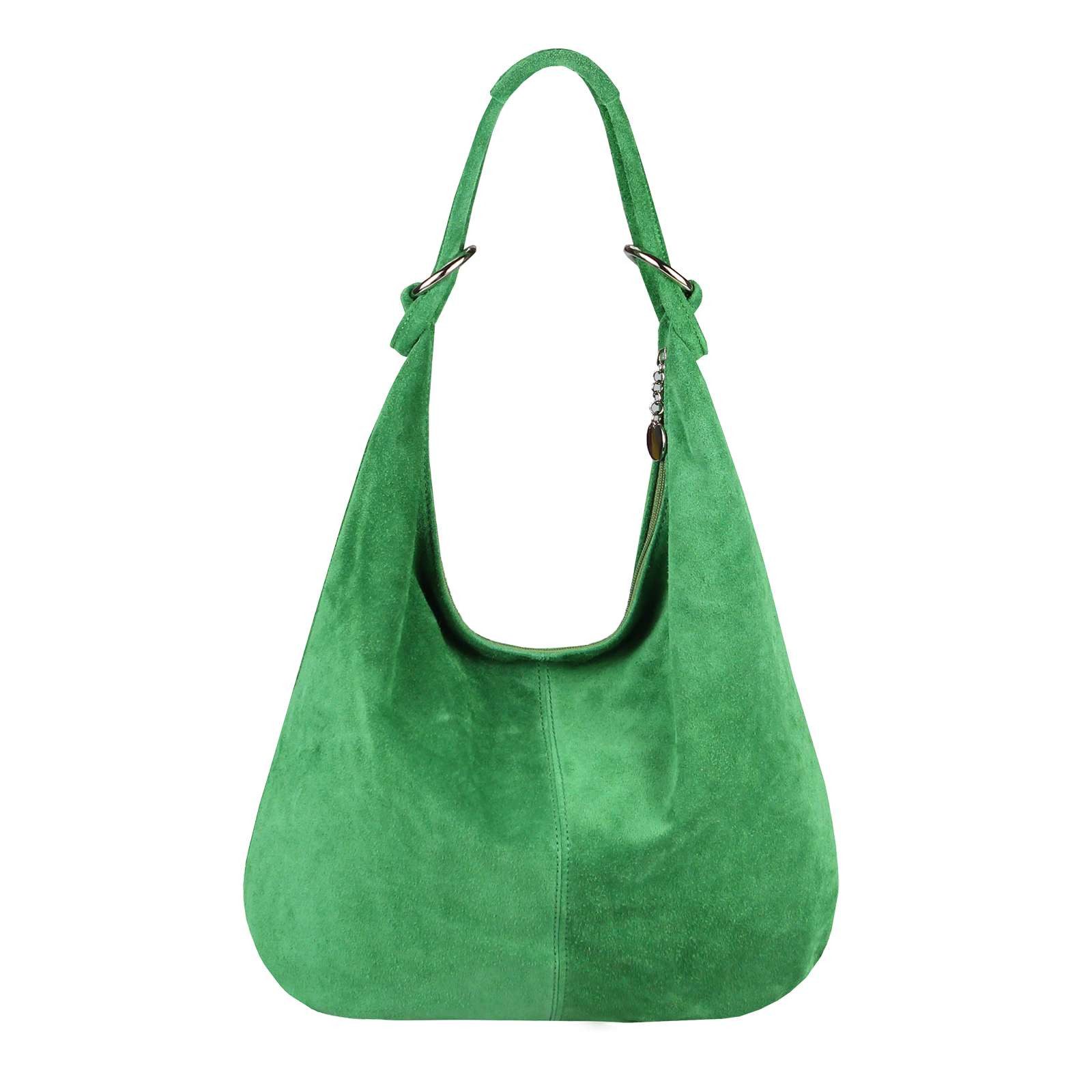 Schultertasche Made in Italy Damen Leder Tasche Shopper Umhängetasche Hobo Beutel Bag