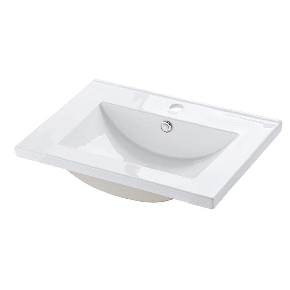 Lomadox Waschtisch TOSKANA-56, -Unterschrank 60cm mit Waschbecken Hochglanz weiß, B/H/T 61/61/46 cm