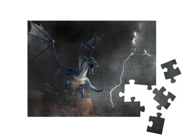 puzzleYOU Puzzle 3D-Rendering: Fantasy-Drachen bei Gewitter, 48 Puzzleteile, puzzleYOU-Kollektionen Drache, Tiere aus Fantasy & Urzeit