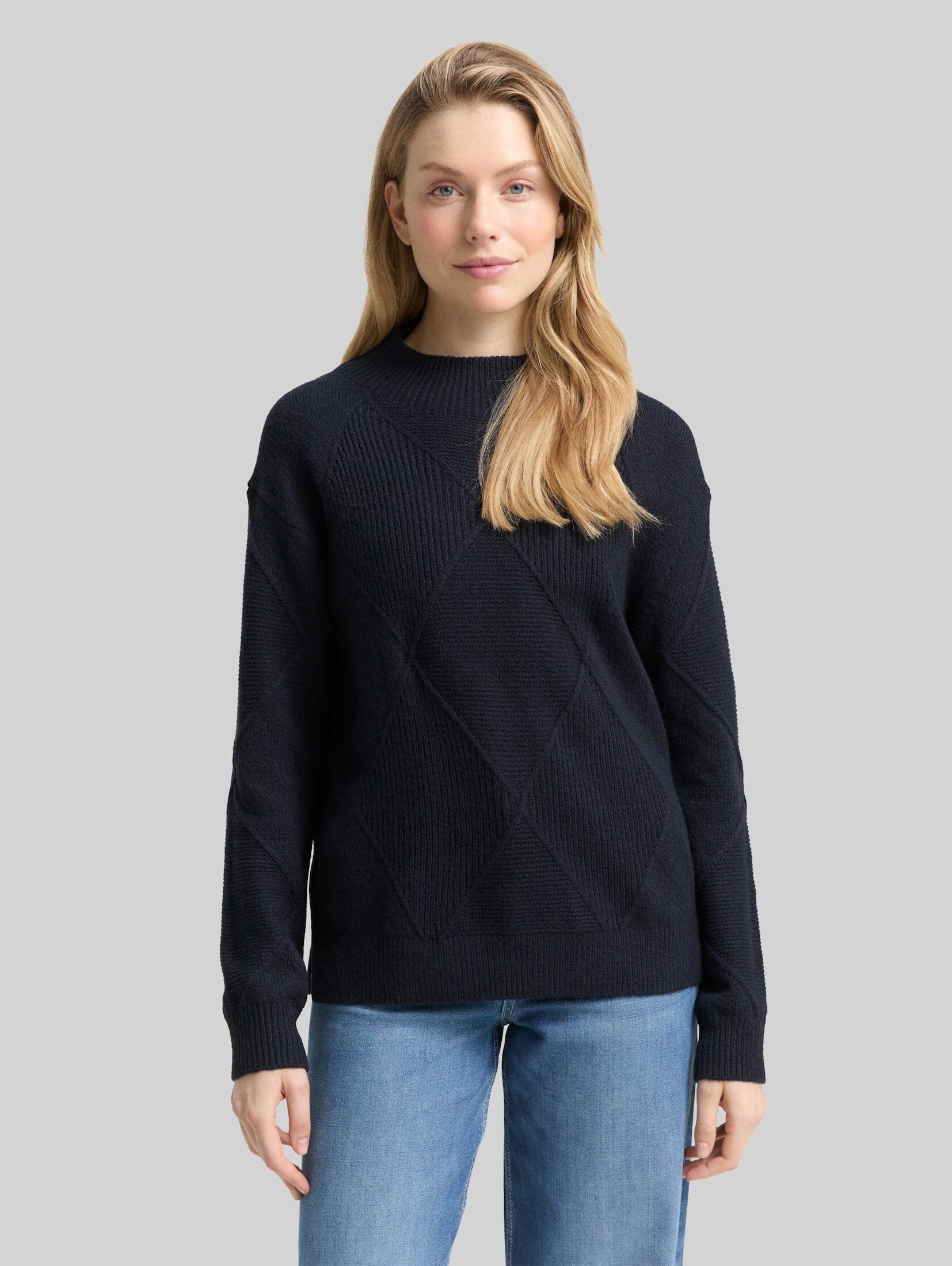 TOM TAILOR Strickpullover Pullover & Strickjacken Loose Fit Strickpullover mit Stehkragen