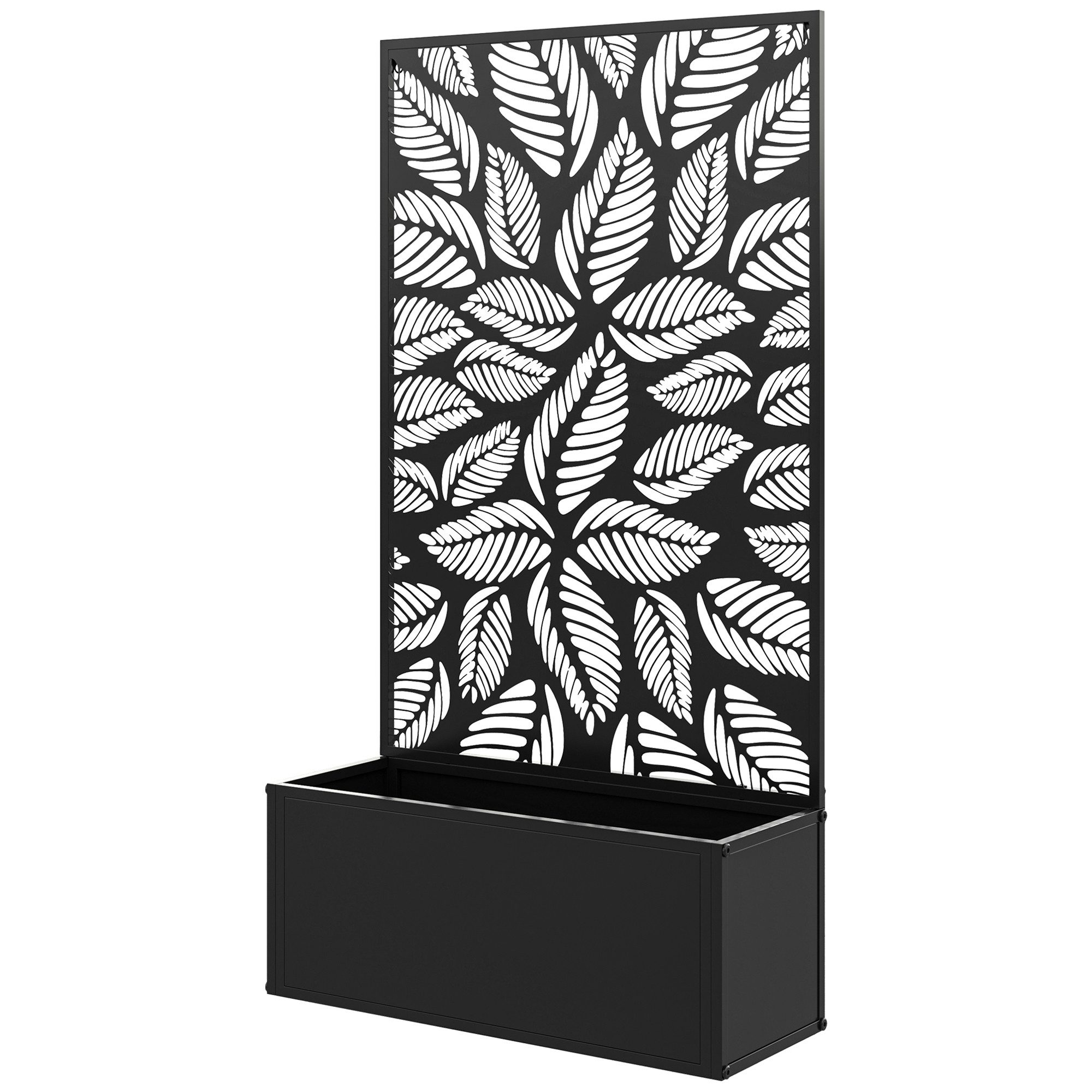 MC Star Hochbeet Großer rechteckiger Pflanzkübel mit Rankgitter und Sichtschutzwand (61 x 23 x 113 cm, schwarz) – Bild 5 von 5