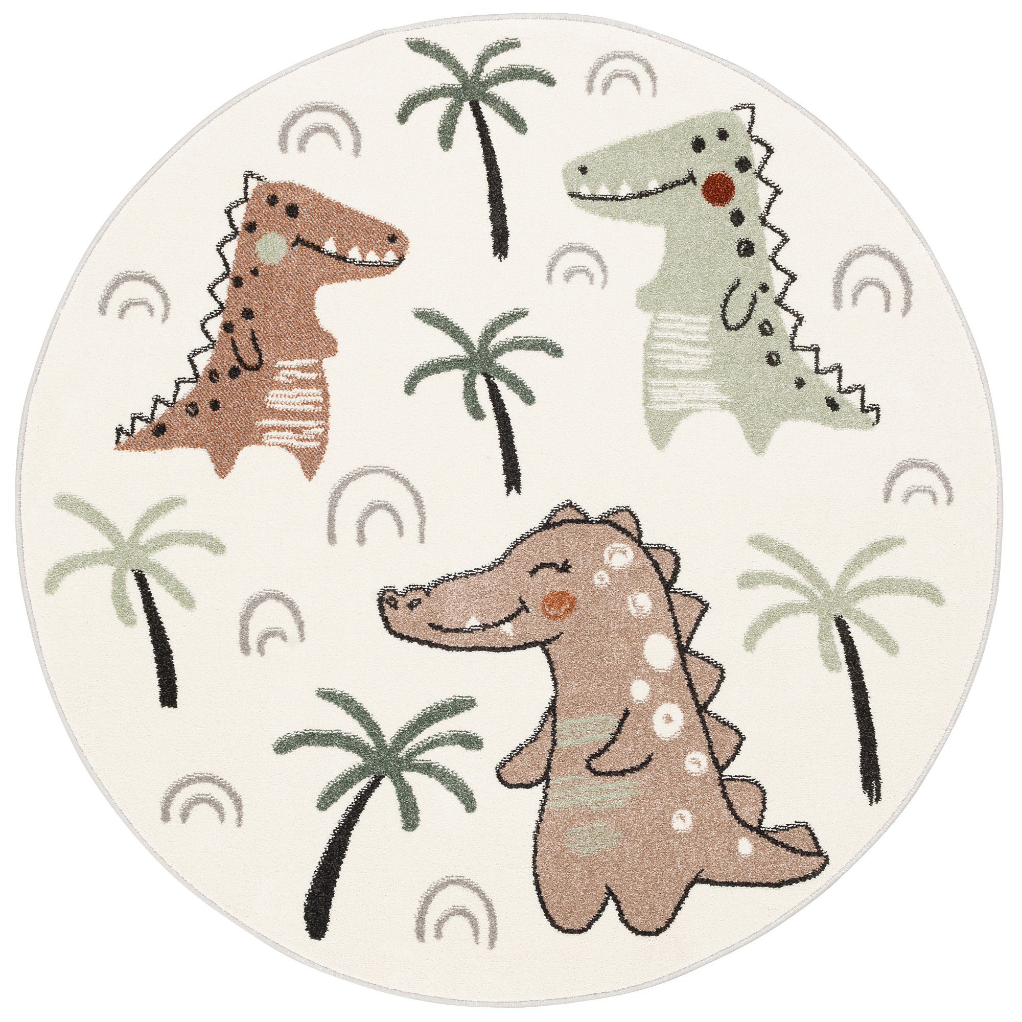 Pergamon Kinderteppich Kinder Teppich Softstar Kids Lustige Dinos Rund, Rund, Höhe: 11 mm