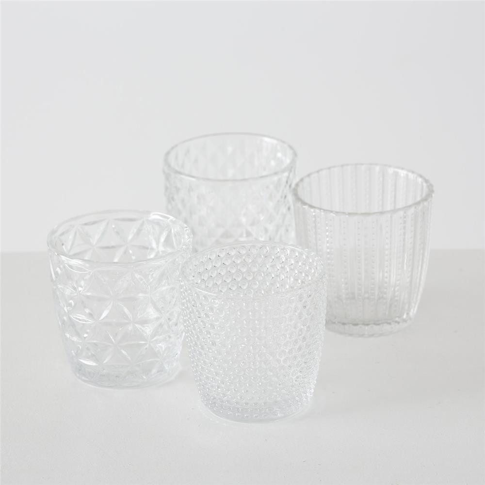 BOLTZE Windlicht Marilu (Set, 4 St), aus Glas, Rund, 7,5 x 7,5 cm