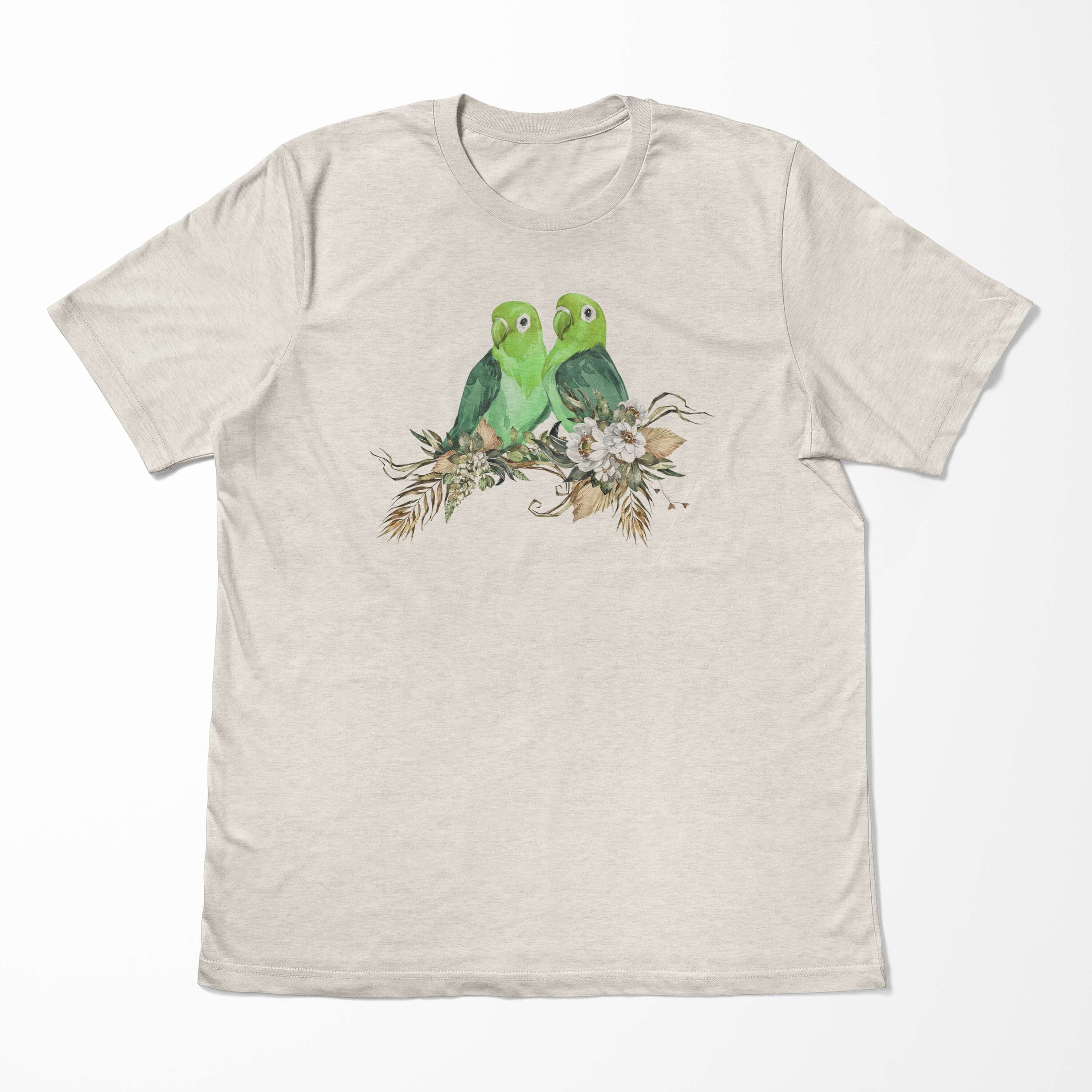 Herren Nachhaltig Sinus T-Shirt Shirt Organic Papageien Aquarell Pärchen Bio-Baumwolle Ökomode Motiv Art Farb T-Shirt (1-tlg)