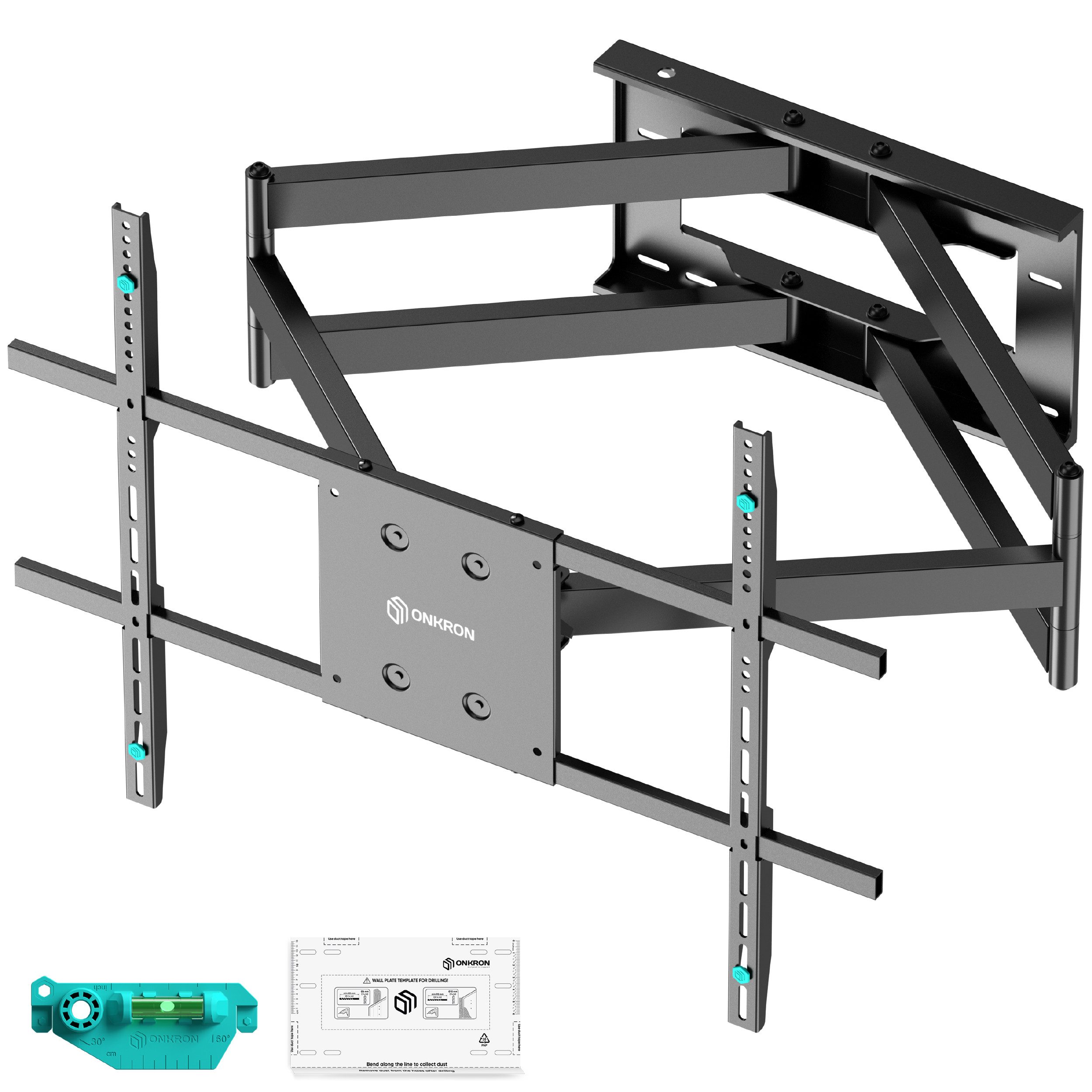ONKRON TV-Wandhalterung 42-110 Zoll, bis 100 kg, VESA 100x100-800x600, M8L-B, (bis 110 Zoll, groß, schwenkbar, neigbar, drehbar, ausziehbar)