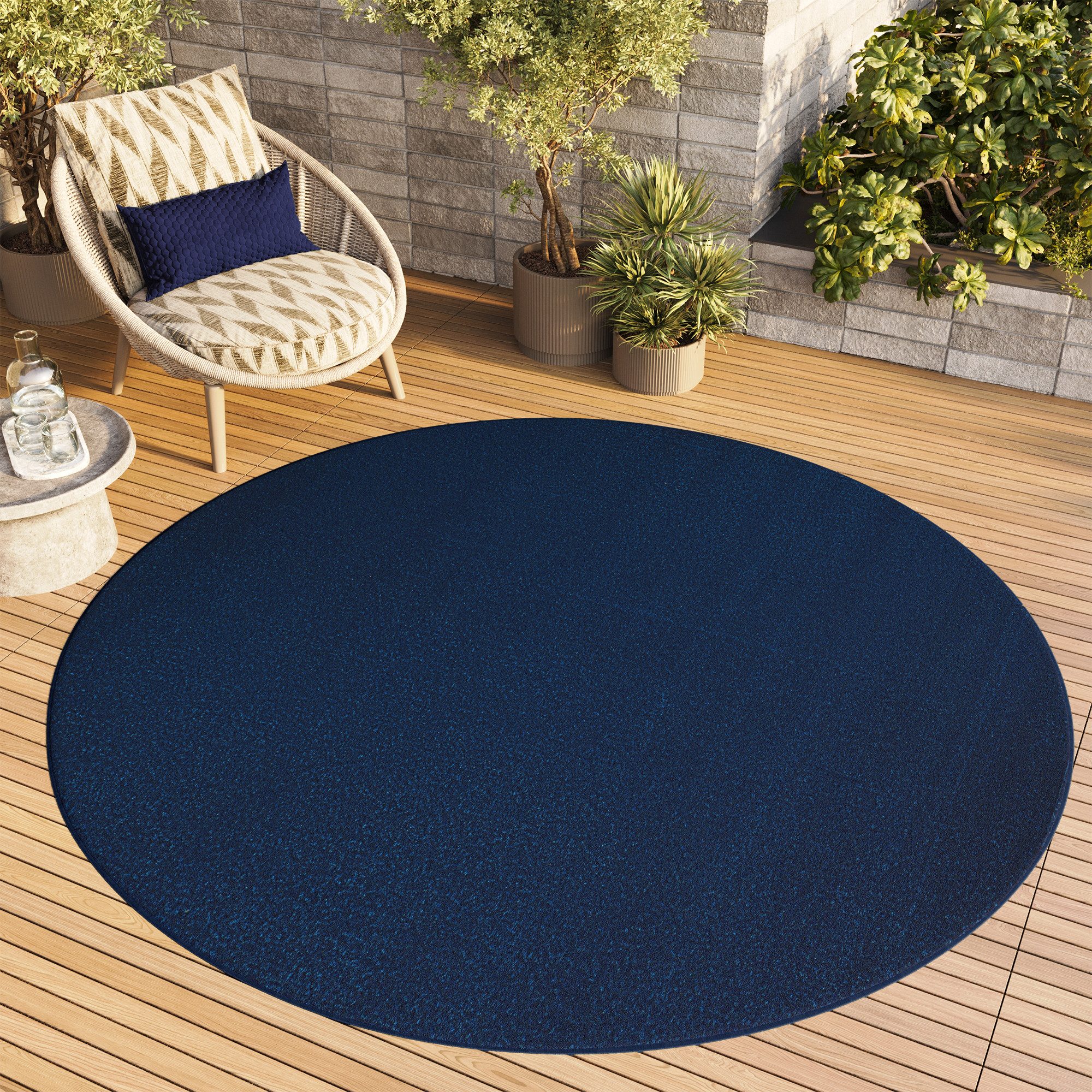 Tapiso Outdoorteppich MONO, rund, Höhe: 6 mm, Kurzflor Indoor Outdoor Einfarbig