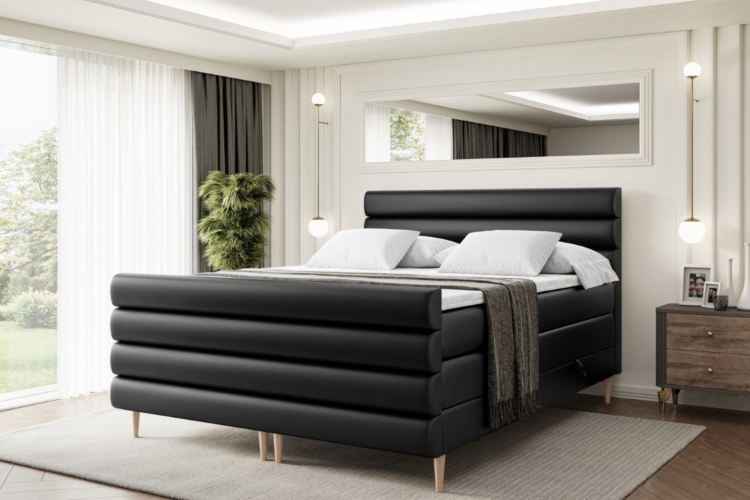 ALTDECOR Boxspringbett CELESTIA-F-Z KING (Multipocket-Matratze H4, H3 Matratze Bonellfederung, Topper, Kopfteil)