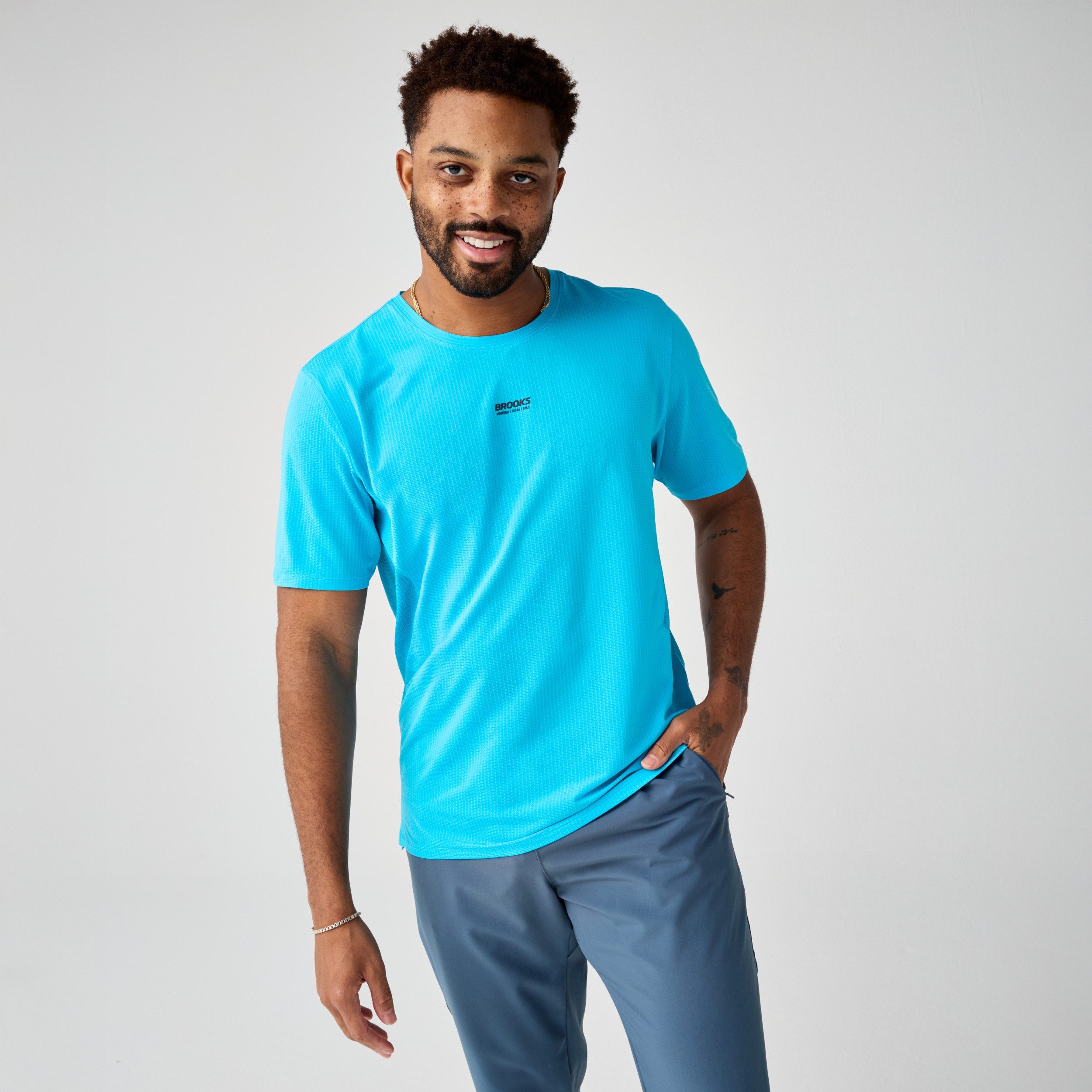 Brooks T-Shirt High Point Short Sleeve 2.0 Blazing Blue/Atomic Blue