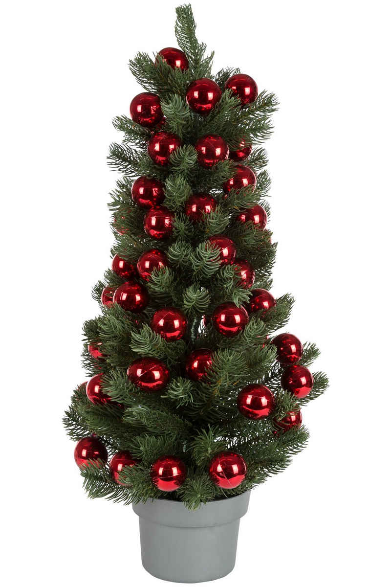 elbmöbel Künstlicher Weihnachtsbaum weihnachtsbaum künstlich rote Kugeln Tannenbaum Christbaum dichte Zweige, Tannenbaum, inklusive Topf und Christbaumkugeln