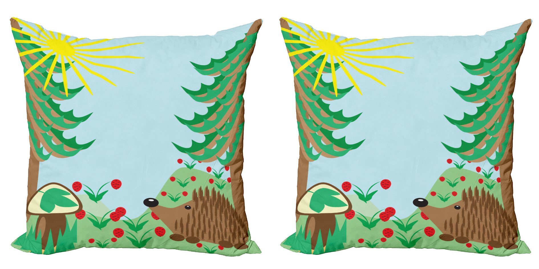 Bäume Kissenbezüge Doppelseitiger Steigende über Abakuhaus (2 Stück), Digitaldruck, Accent Sonne Modern Igel