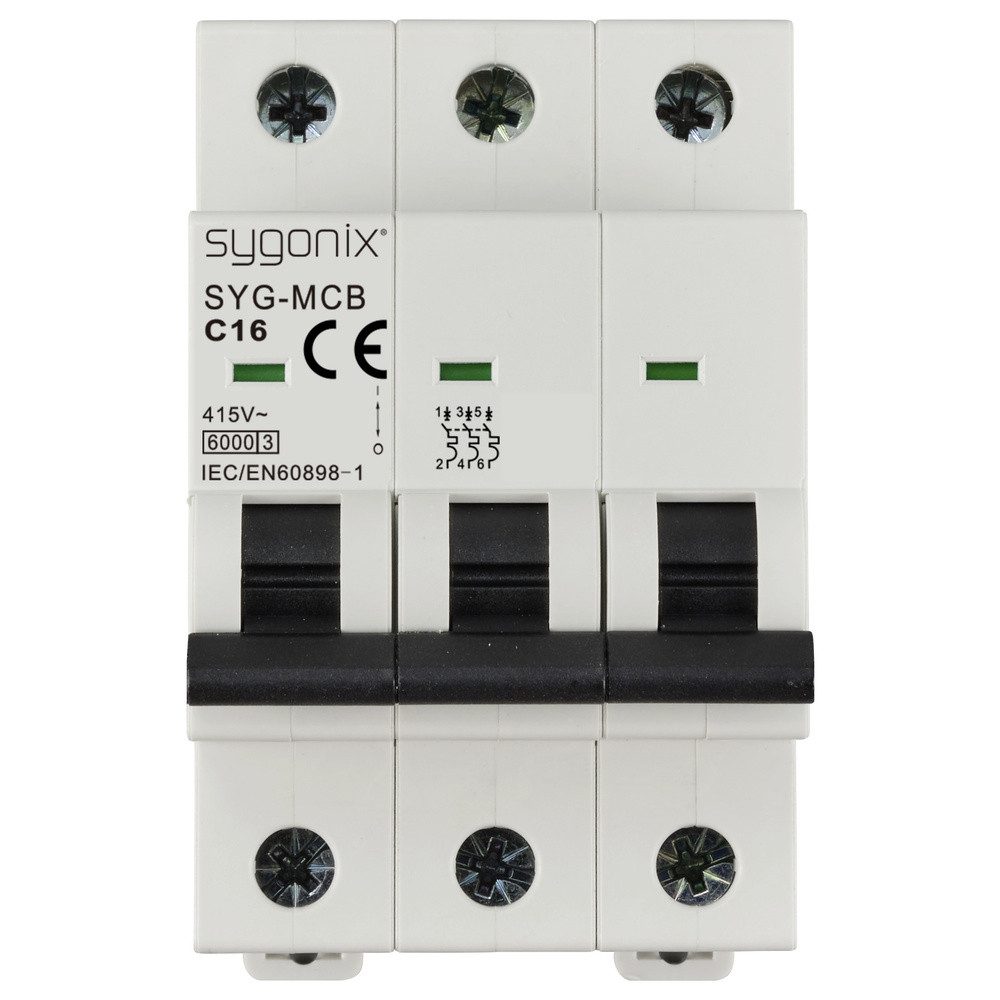 Sygonix Schalter Sygonix SY-6441084 SYG-MCB 3P/C16/6KA Leitungsschutzschalter 3polig