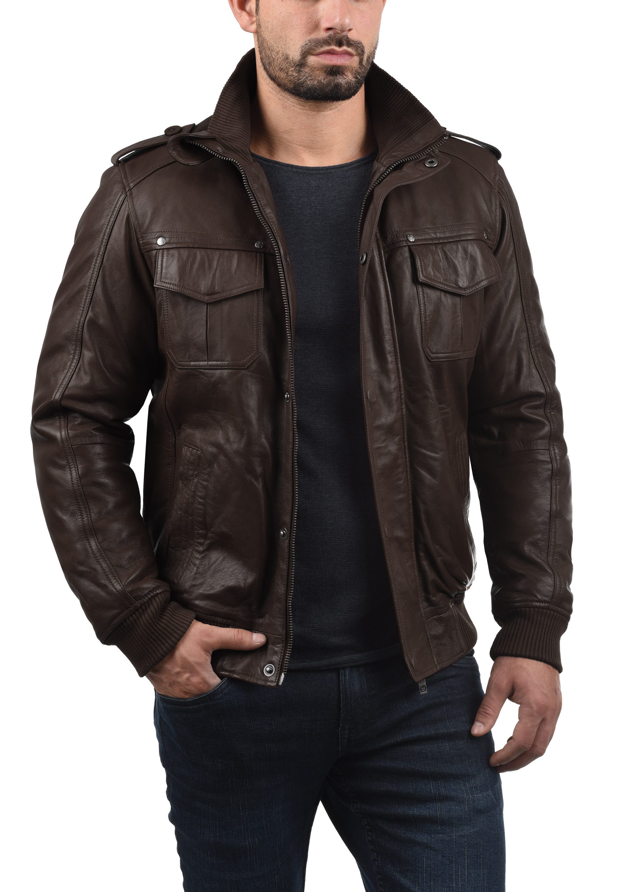 !Solid Lederjacke SDCamash Lässige Bikerjacke mit Stehkragen